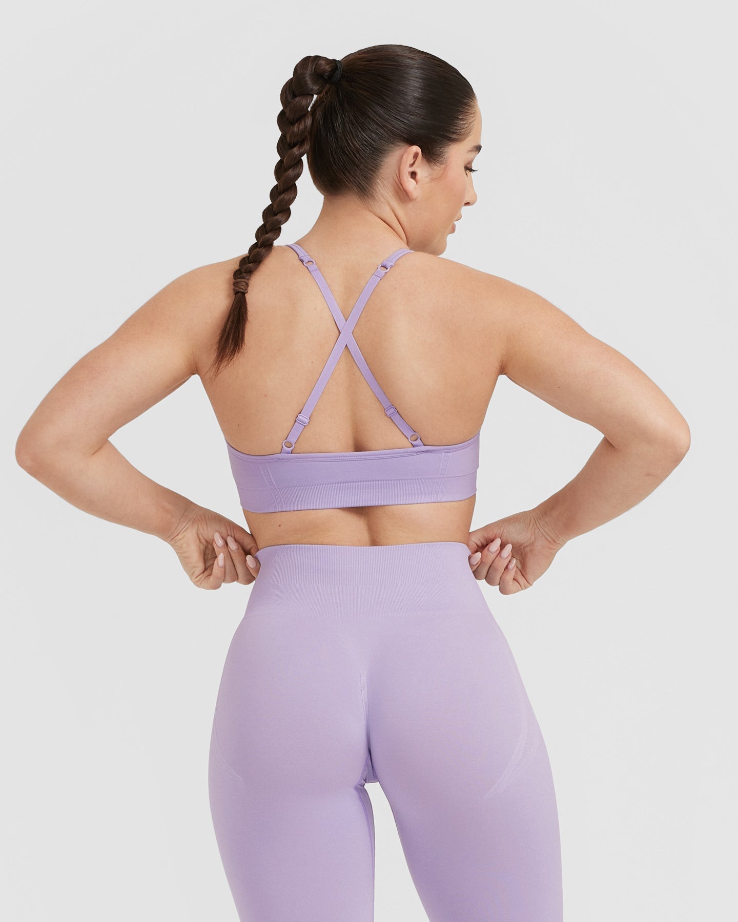 Alternative view of EffortlessLift Strappy Bralette with White Logo | Wisteria Purple