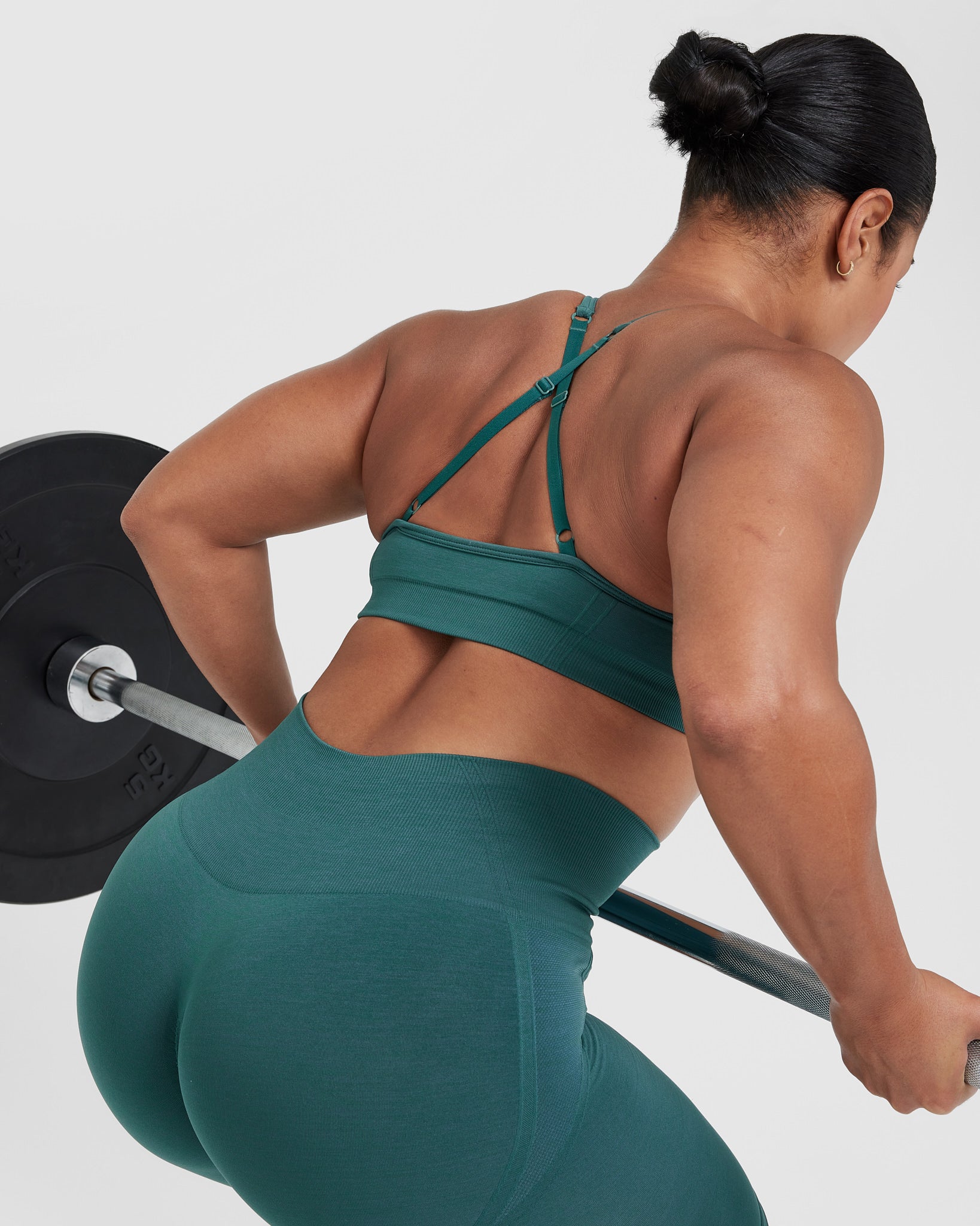 EffortlessLift Strappy Bralette with White Logo | Marine Teal - Image 5