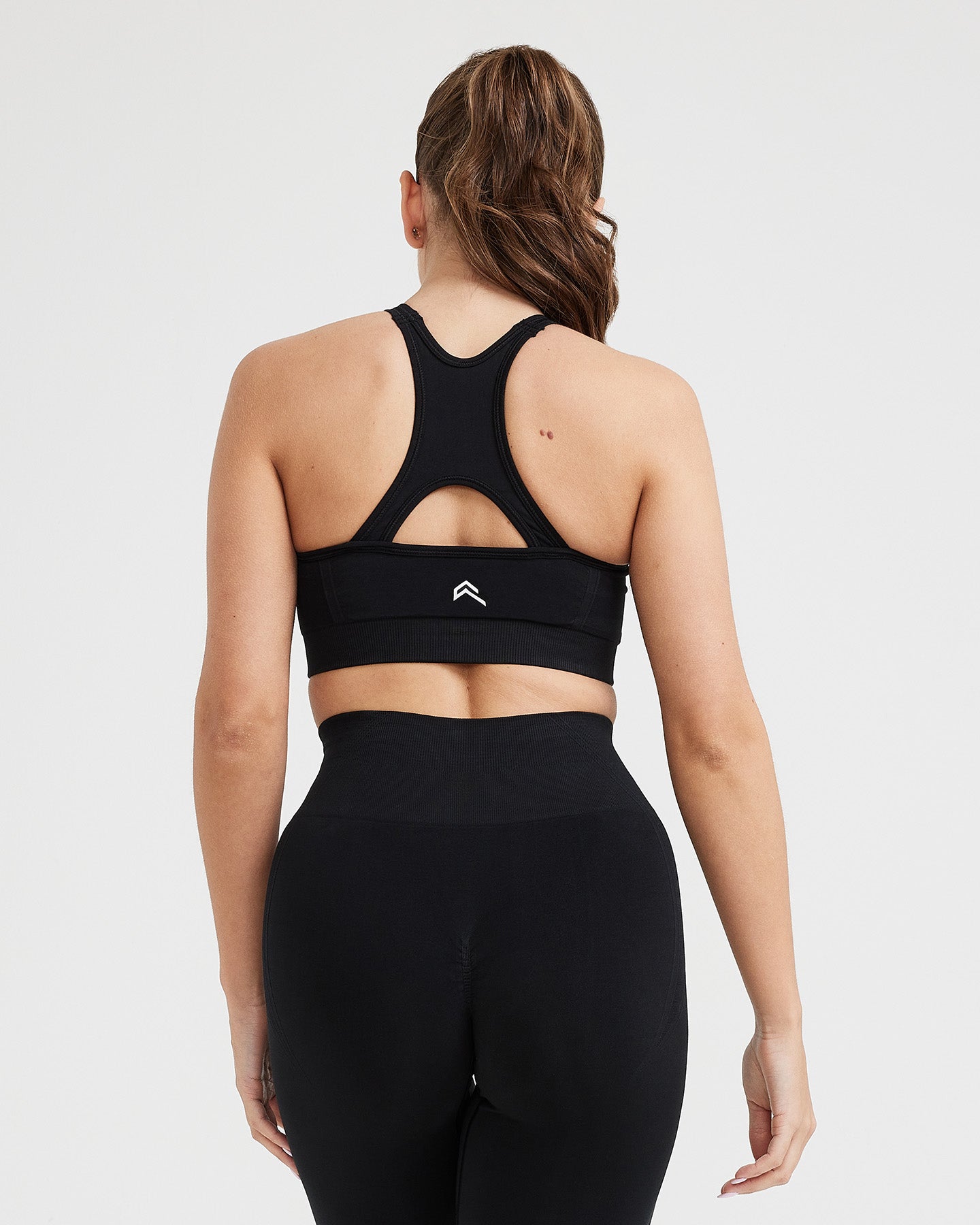 EffortlessLift Seamless High Neck Bralette with White Logo | Black - Image 4