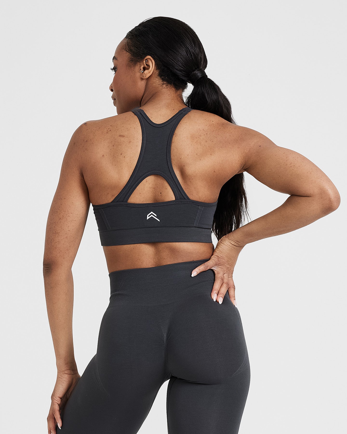 Alternative view of EffortlessLift Seamless High Neck Bralette with White Logo | Coal