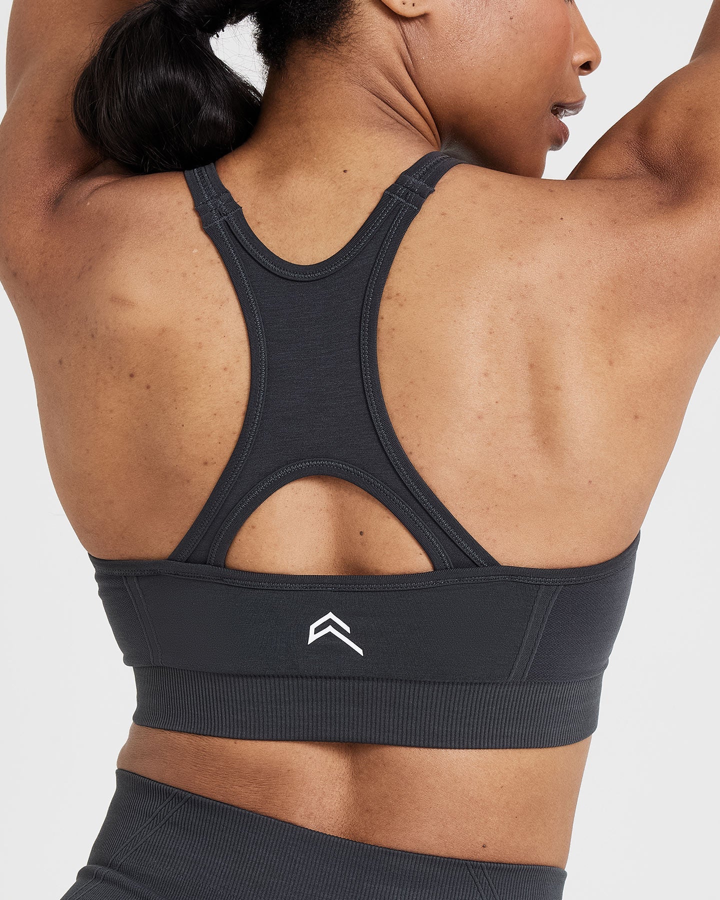 EffortlessLift Seamless High Neck Bralette with White Logo | Coal - Image 5