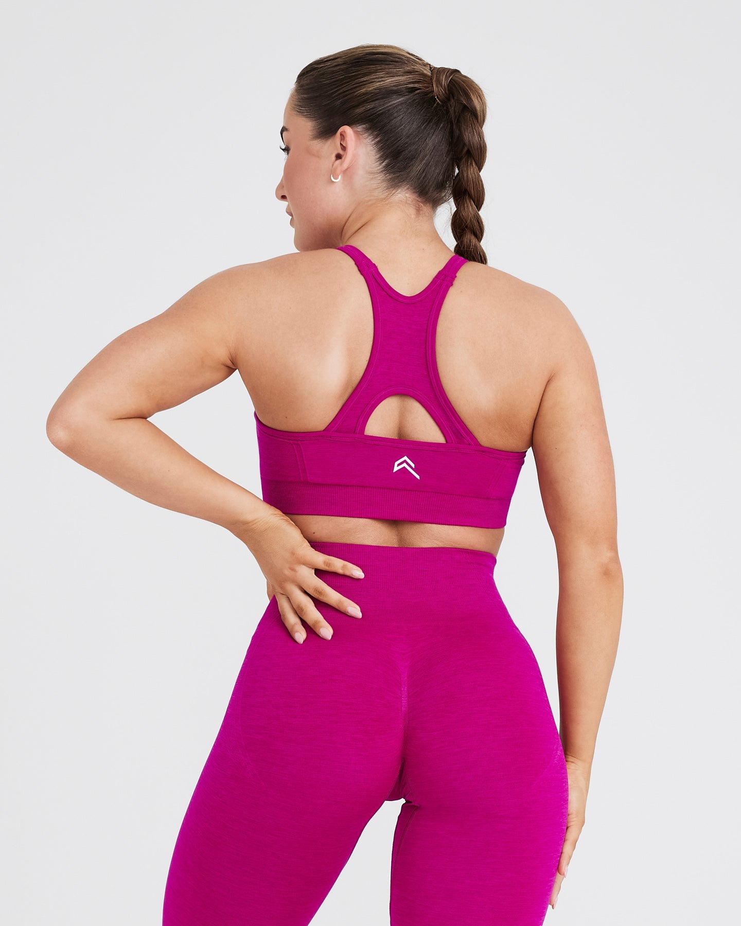 Alternative view of EffortlessLift Seamless High Neck Bralette with White Logo | Fuchsia