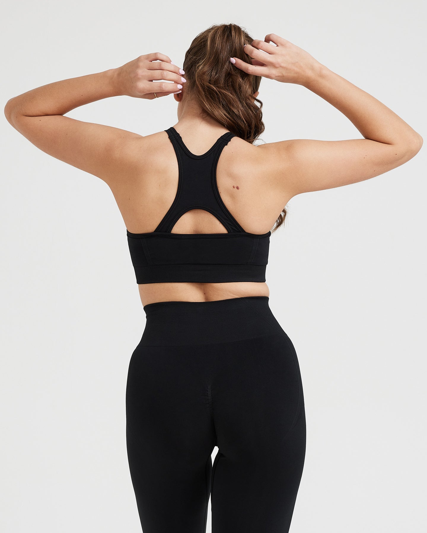 Alternative view of EffortlessLift Seamless High Neck Bralette with White Logo | Black