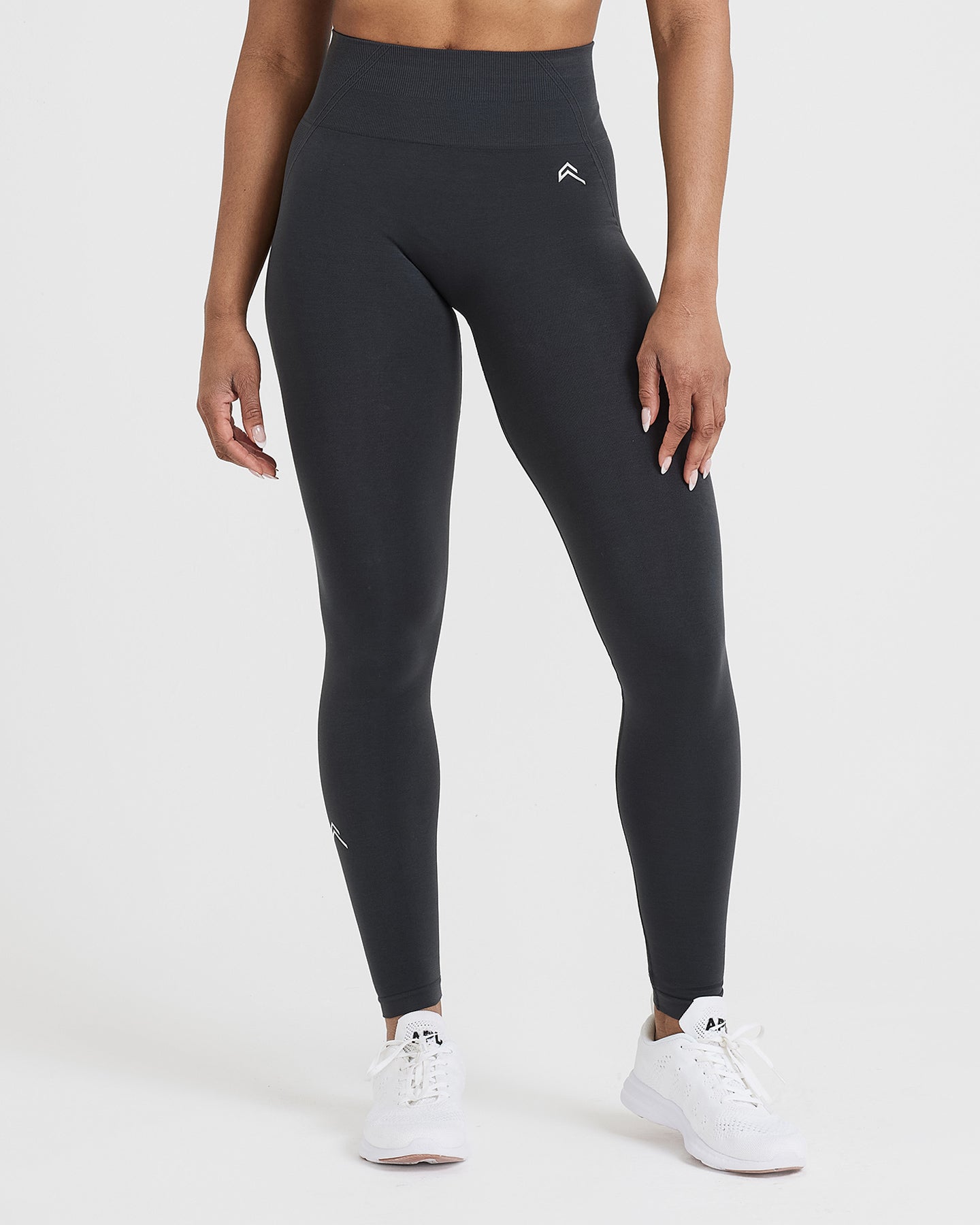 EffortlessLift Seamless Leggings with White Logo | Coal