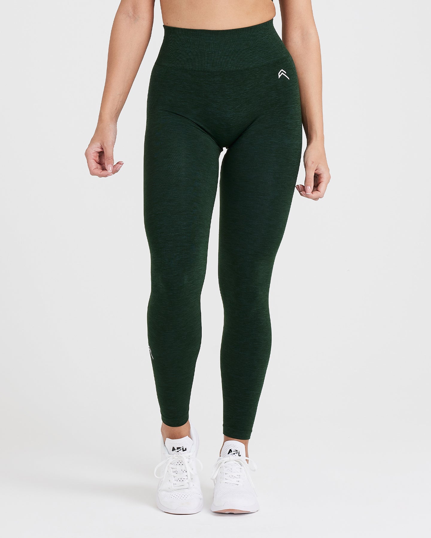 EffortlessLift Seamless Leggings with White Logo | Evergreen