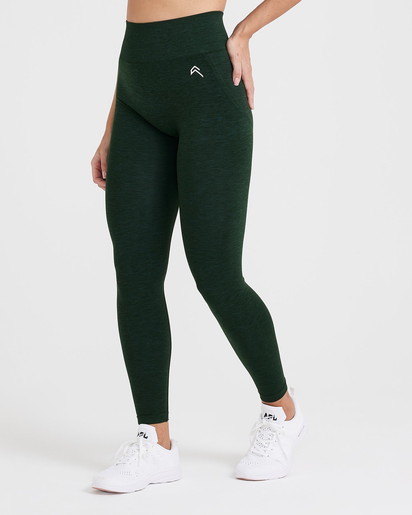 EffortlessLift Seamless Leggings with White Logo | Evergreen - Image 3