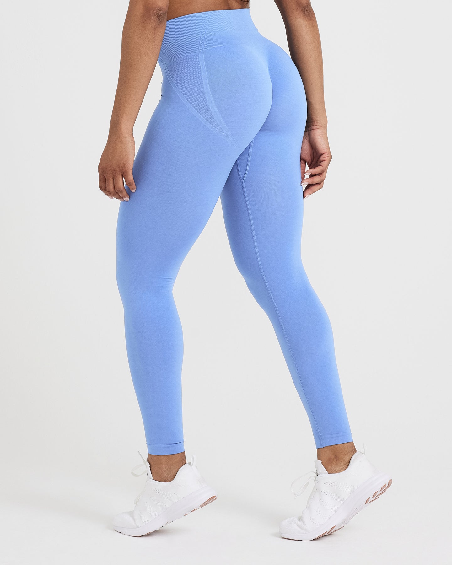 EffortlessLift Seamless Leggings with White Logo | Light Denim - Image 2