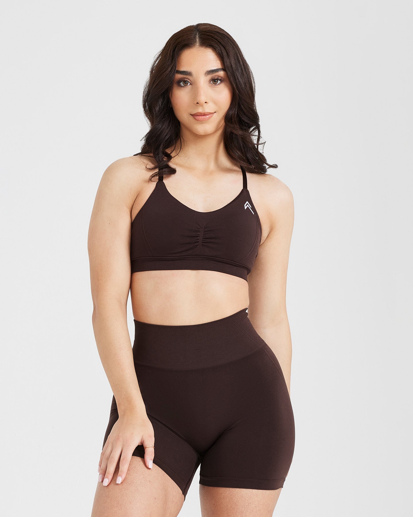 EffortlessLift Micro Bralette with White Logo | 70% Cocoa