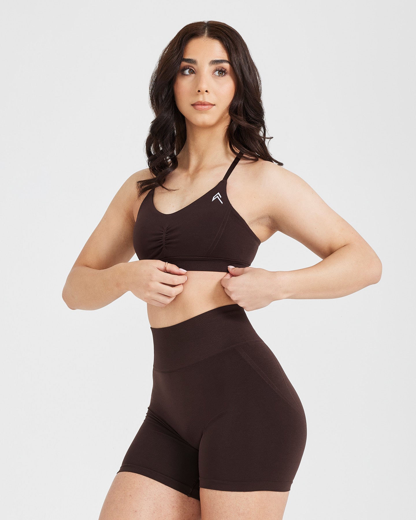 EffortlessLift Micro Bralette with White Logo | 70% Cocoa - Image 3