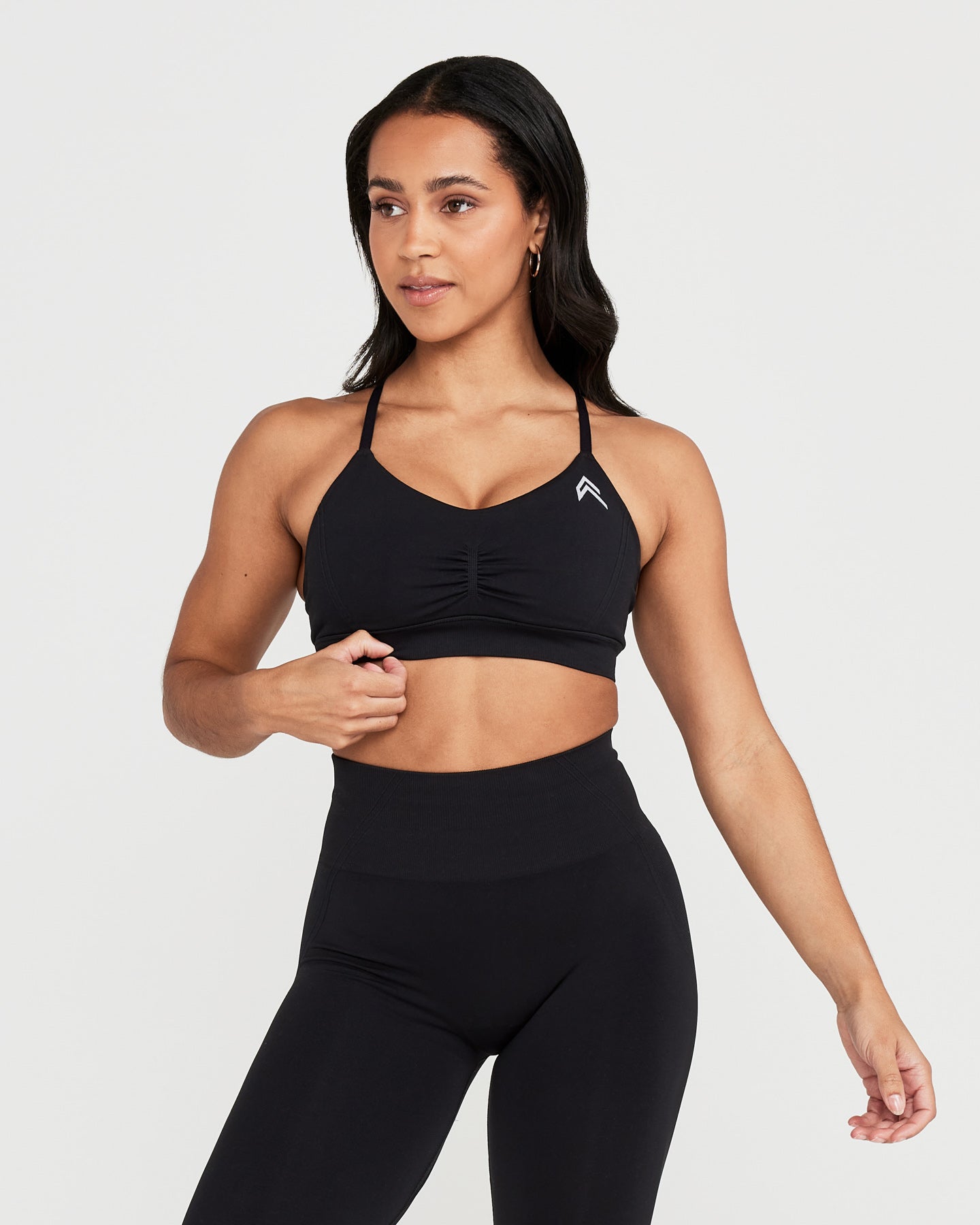 EffortlessLift Micro Bralette with White Logo | Black