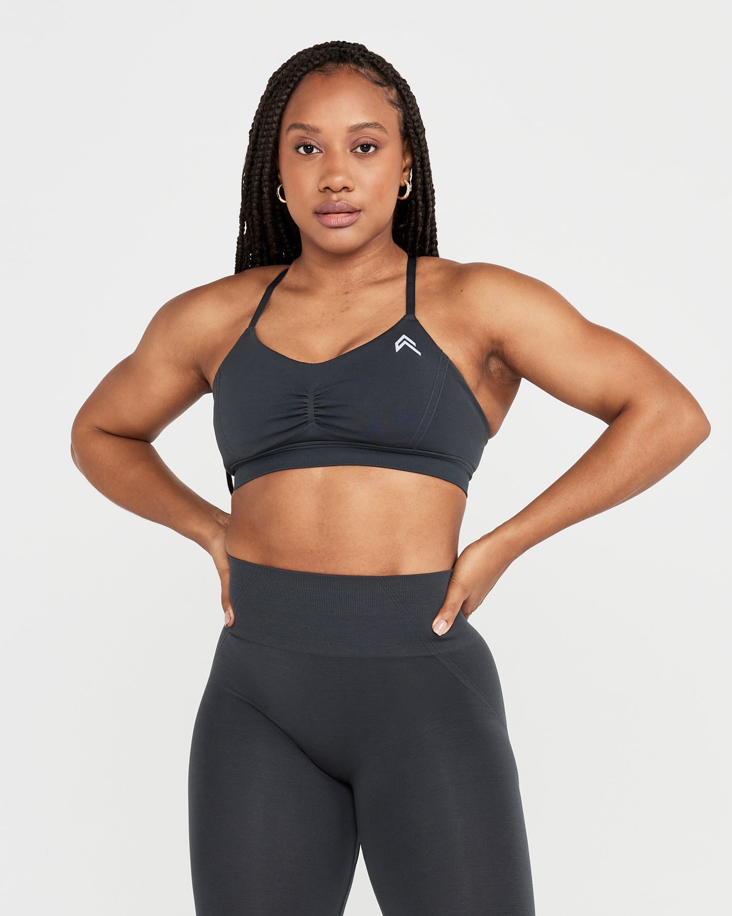EffortlessLift Micro Bralette with White Logo | Coal