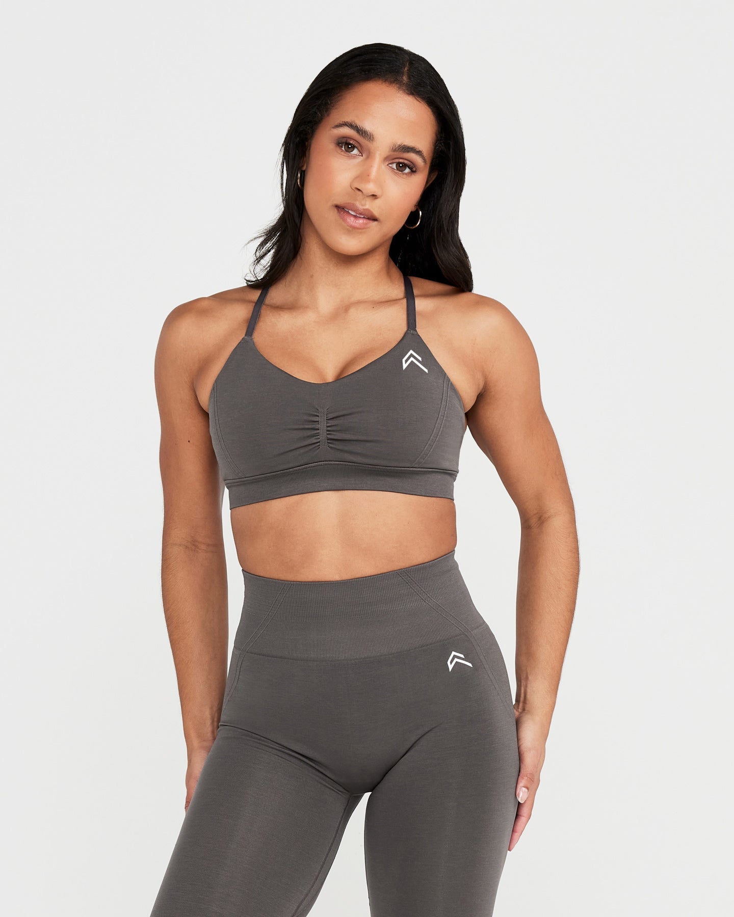 EffortlessLift Micro Bralette with White Logo | Deep Taupe