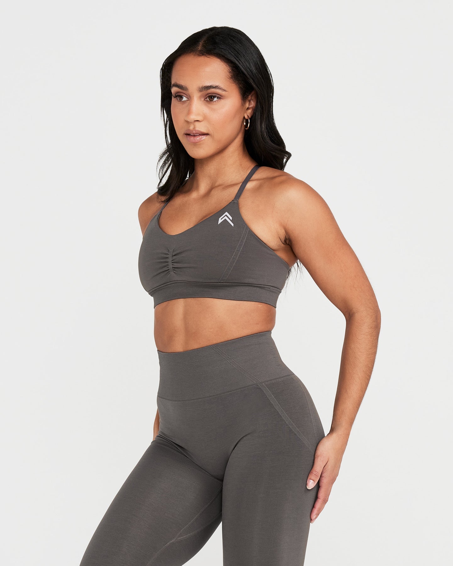 EffortlessLift Micro Bralette with White Logo | Deep Taupe - Image 3
