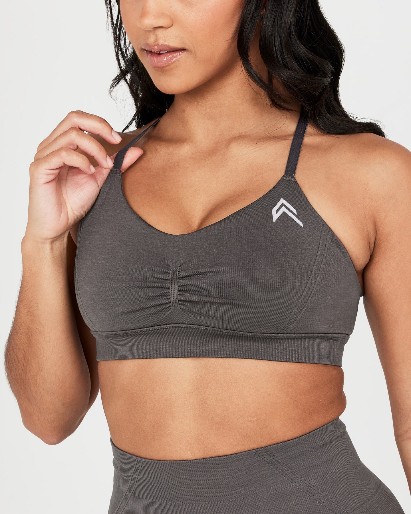 EffortlessLift Micro Bralette with White Logo | Deep Taupe - Image 4