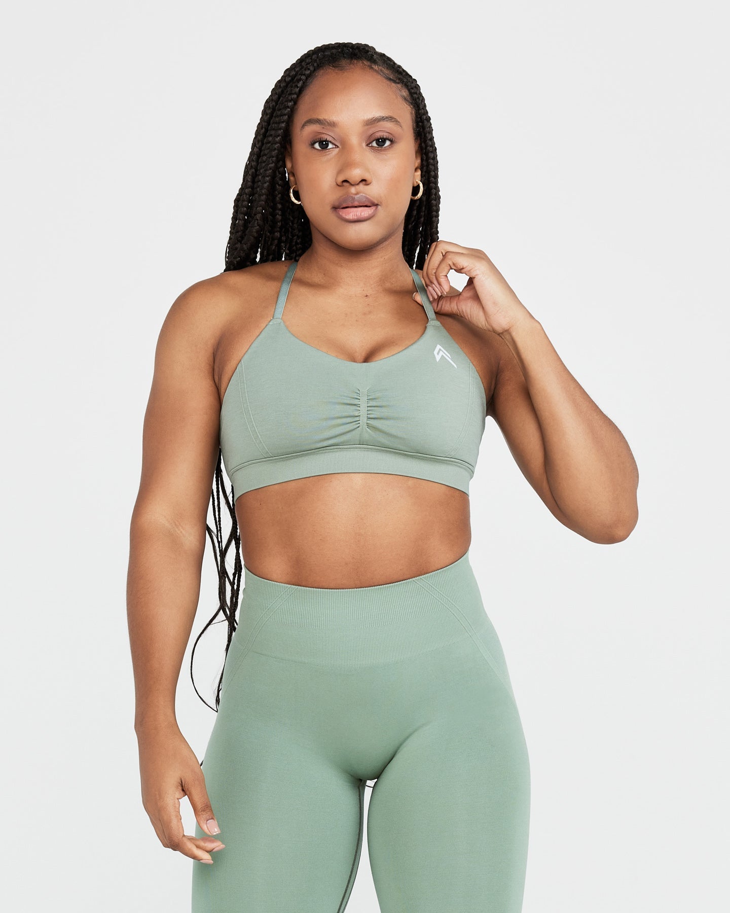 EffortlessLift Micro Bralette with White Logo | Sage