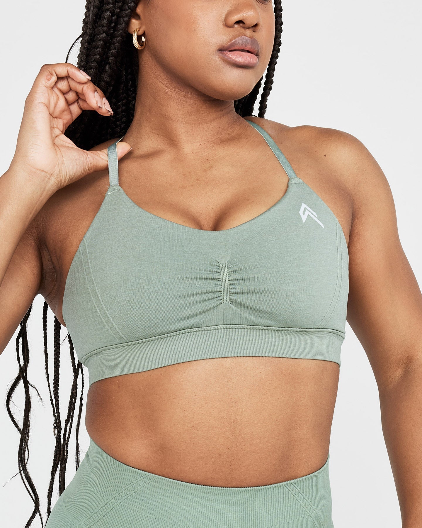 EffortlessLift Micro Bralette with White Logo | Sage - Image 4