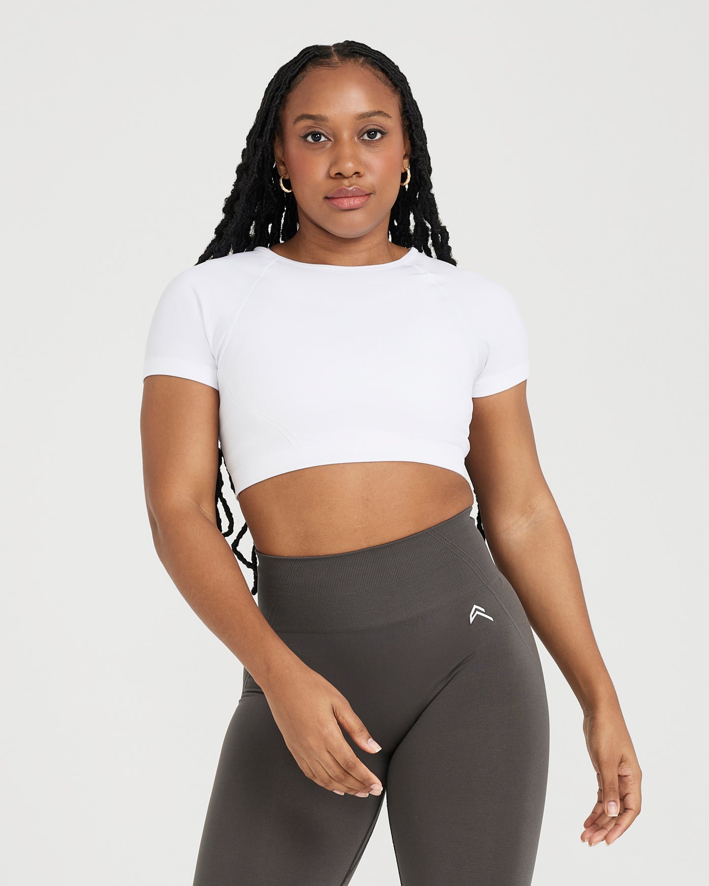 EffortlessLift Seamless Short Sleeve Crop Top | White