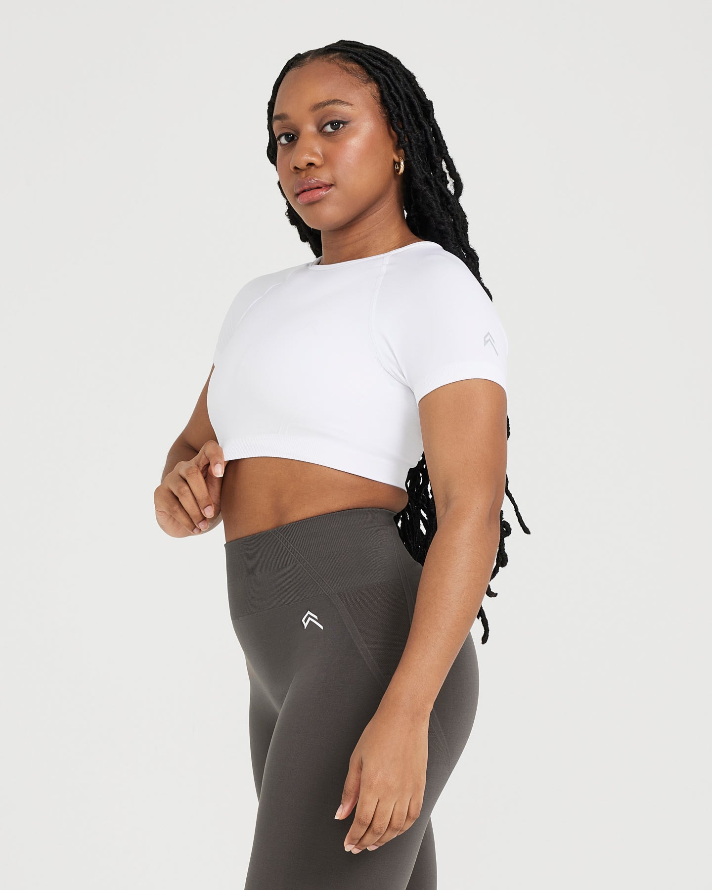 EffortlessLift Seamless Short Sleeve Crop Top | White - Image 3