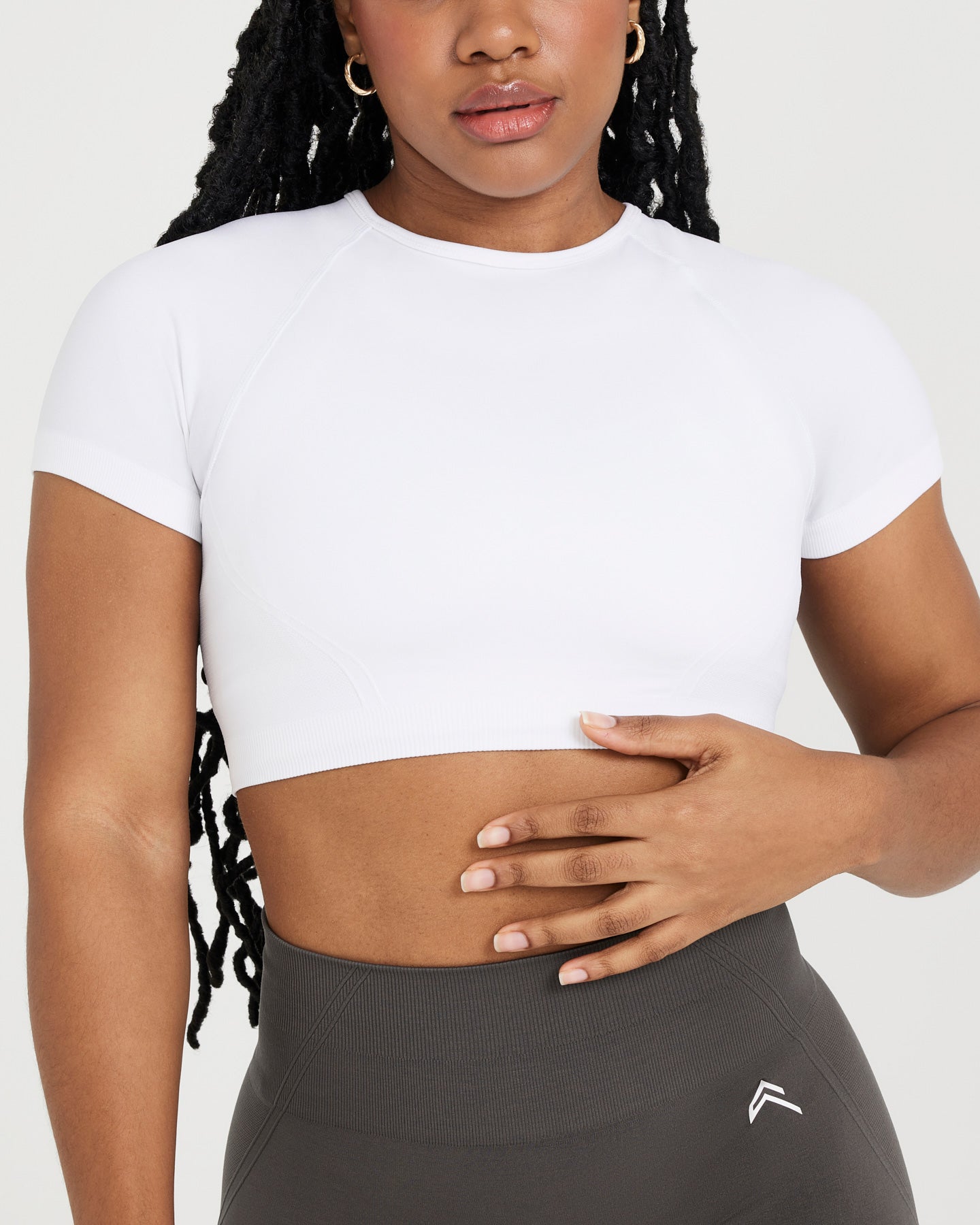 EffortlessLift Seamless Short Sleeve Crop Top | White - Image 4