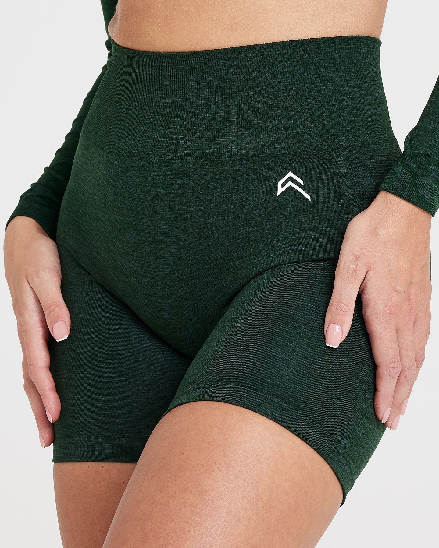 EffortlessLift Seamless Shorts with White Logo | Evergreen - Image 4