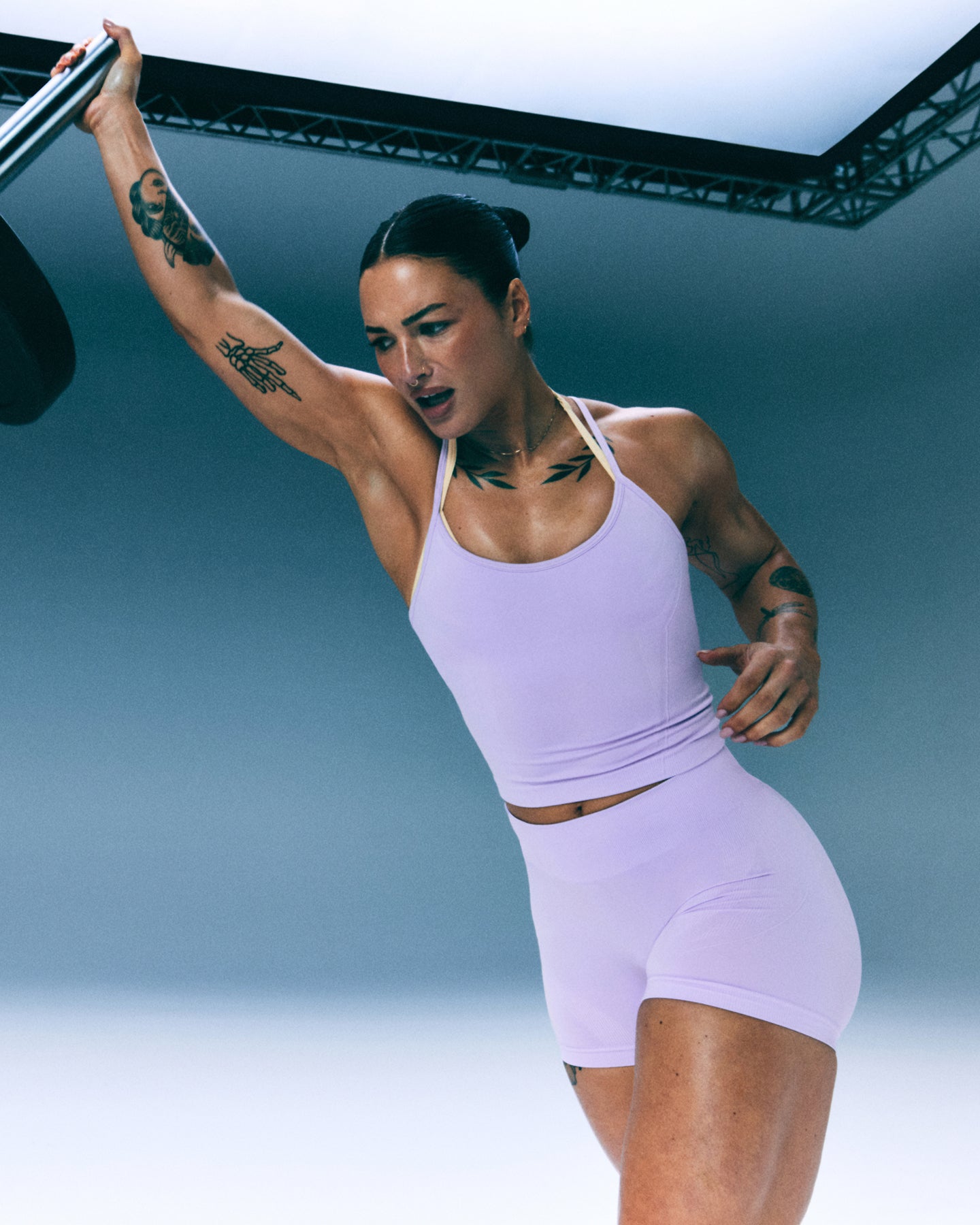 Alternative view of EnhanceLift Seamless Shorts with Grey Logo | Lavender Purple