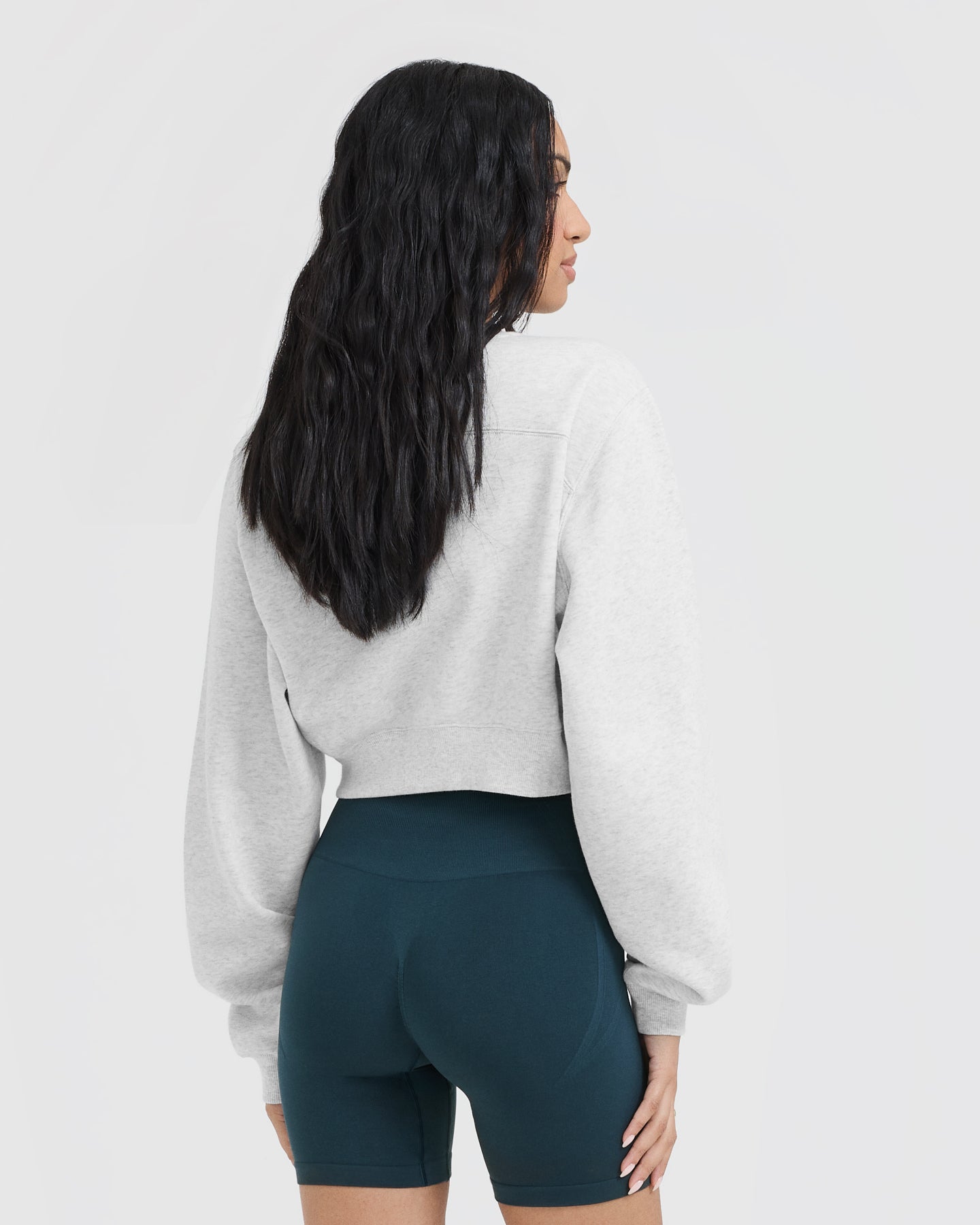 Alternative view of Foundations Crop Sweatshirt | Light Grey Marl