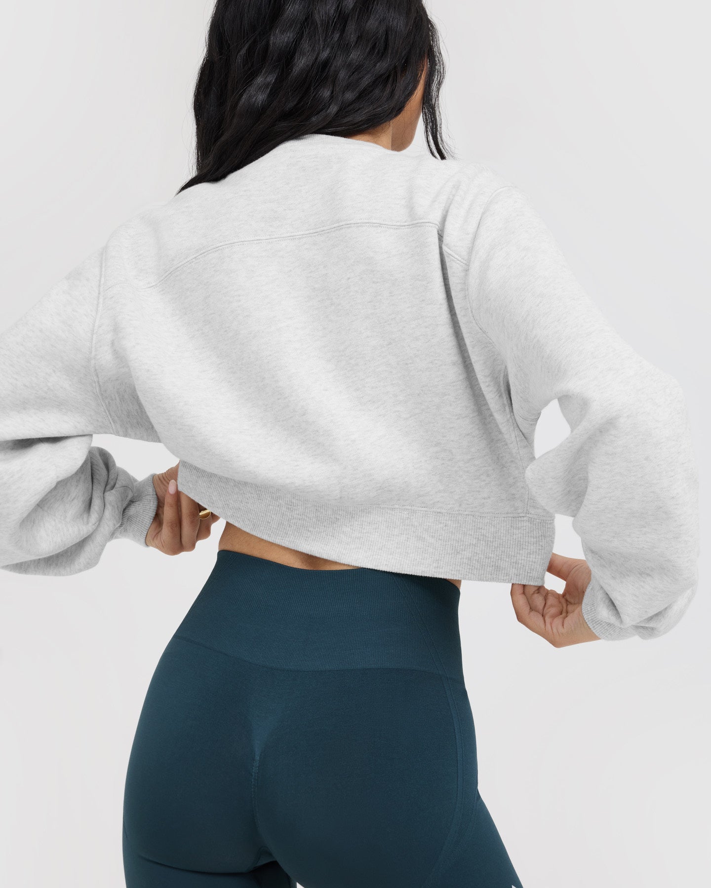 Foundations Crop Sweatshirt | Light Grey Marl - Image 6