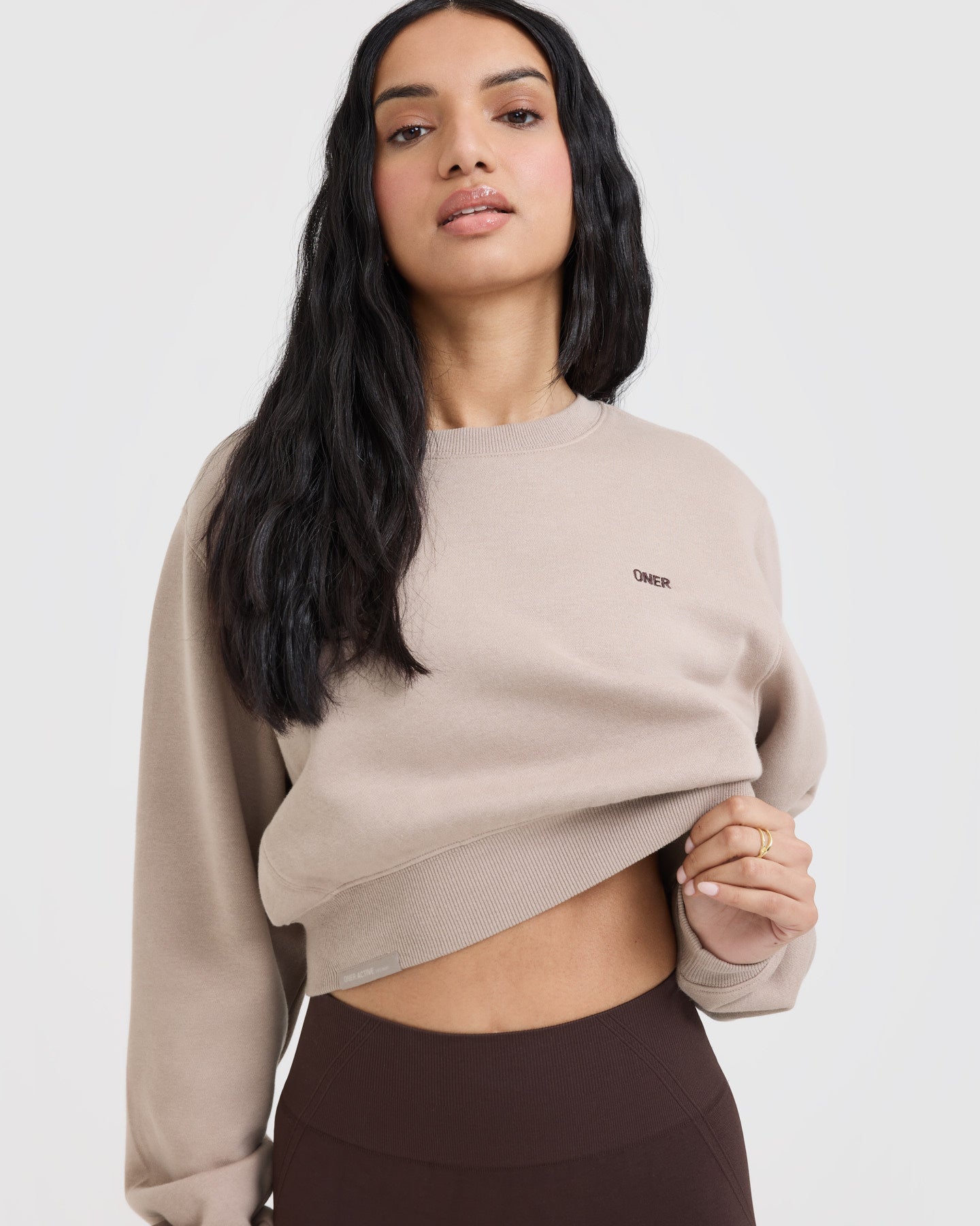 Foundations Crop Sweatshirt | Mushroom Brown - Image 4