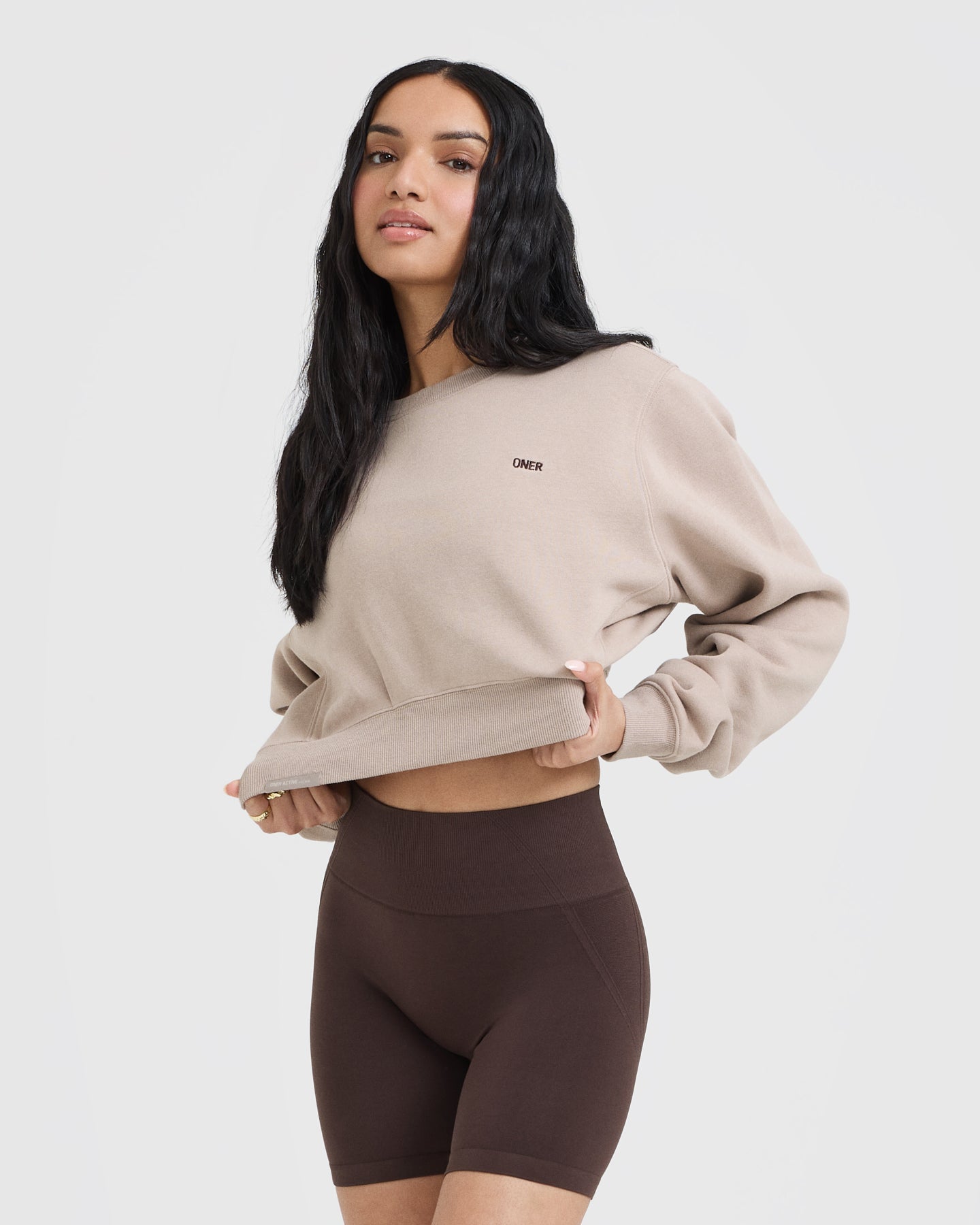 Foundations Crop Sweatshirt | Mushroom Brown - Image 5