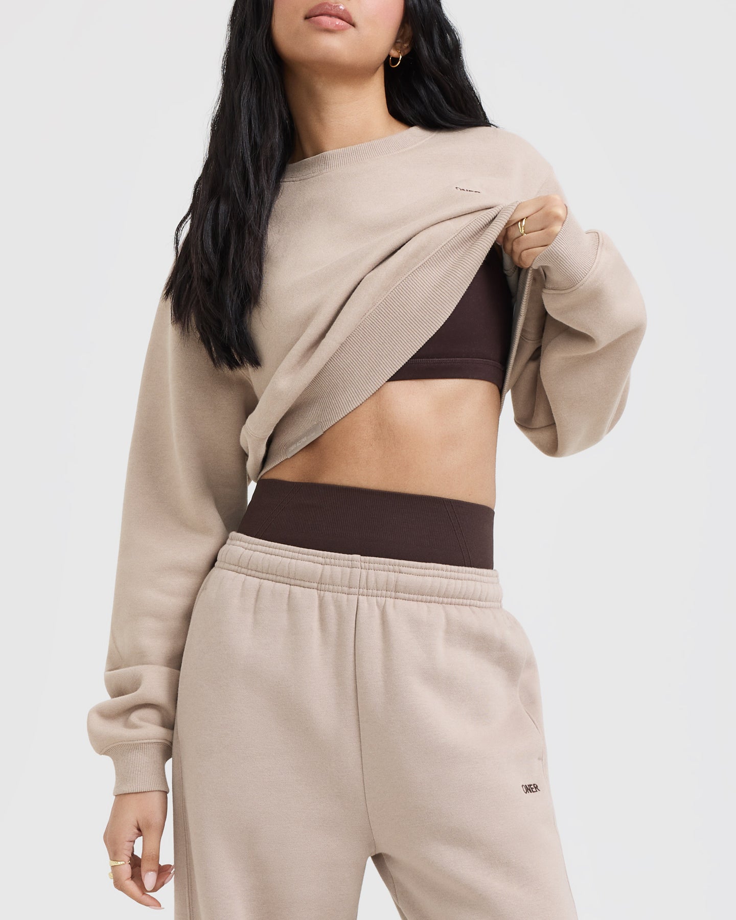 Foundations Crop Sweatshirt | Mushroom Brown - Image 6