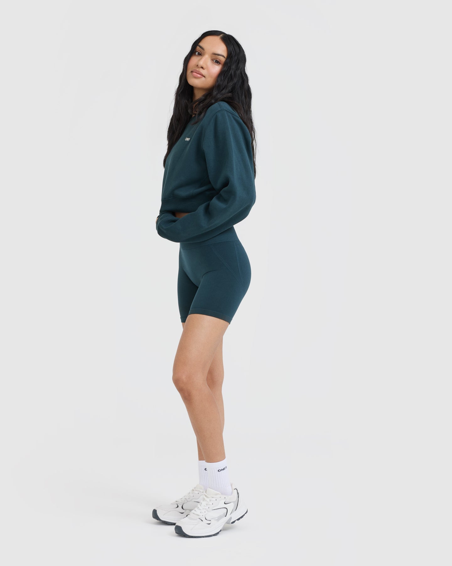 Foundations Crop Sweatshirt | Oil Blue - Image 3