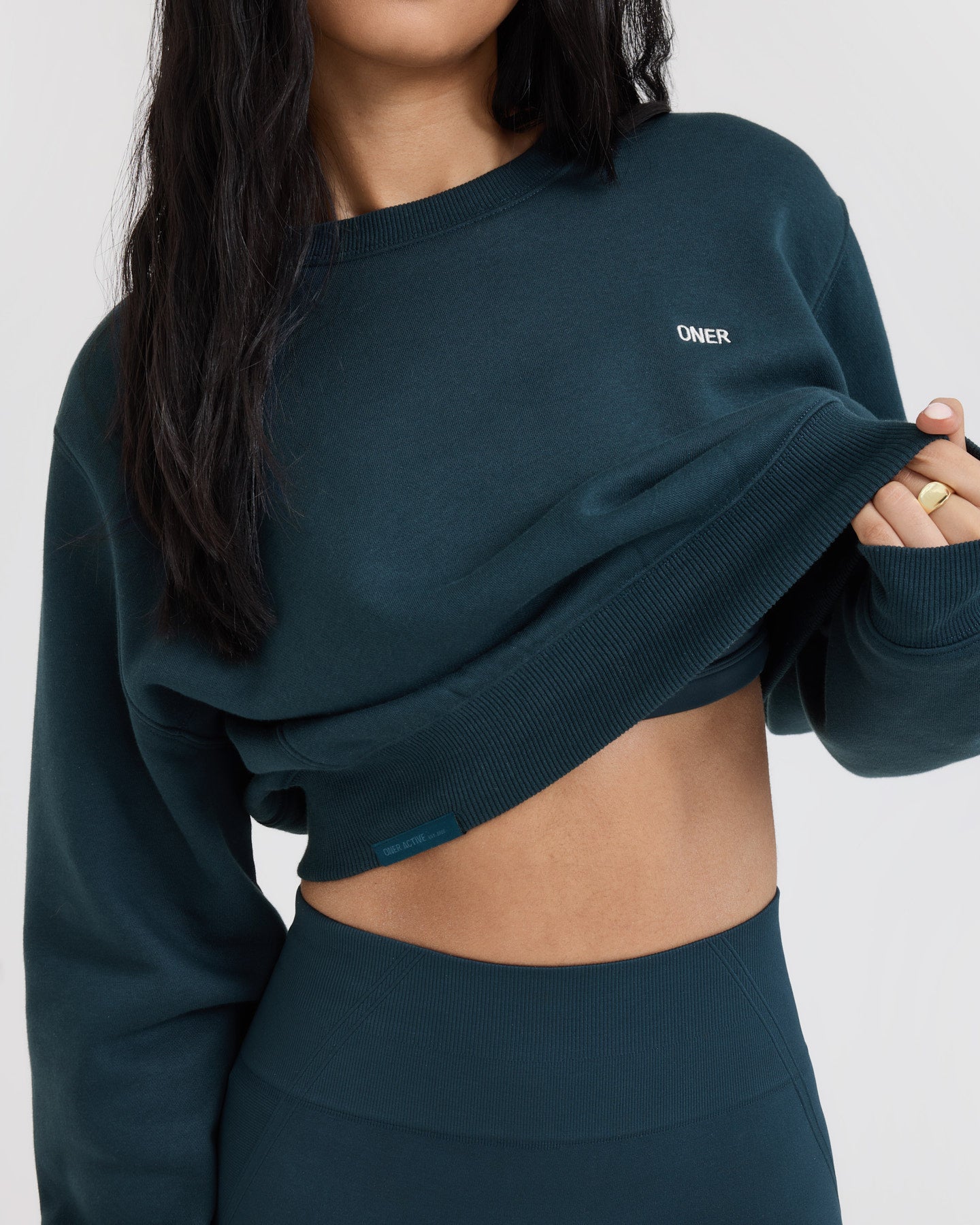 Foundations Crop Sweatshirt | Oil Blue - Image 4