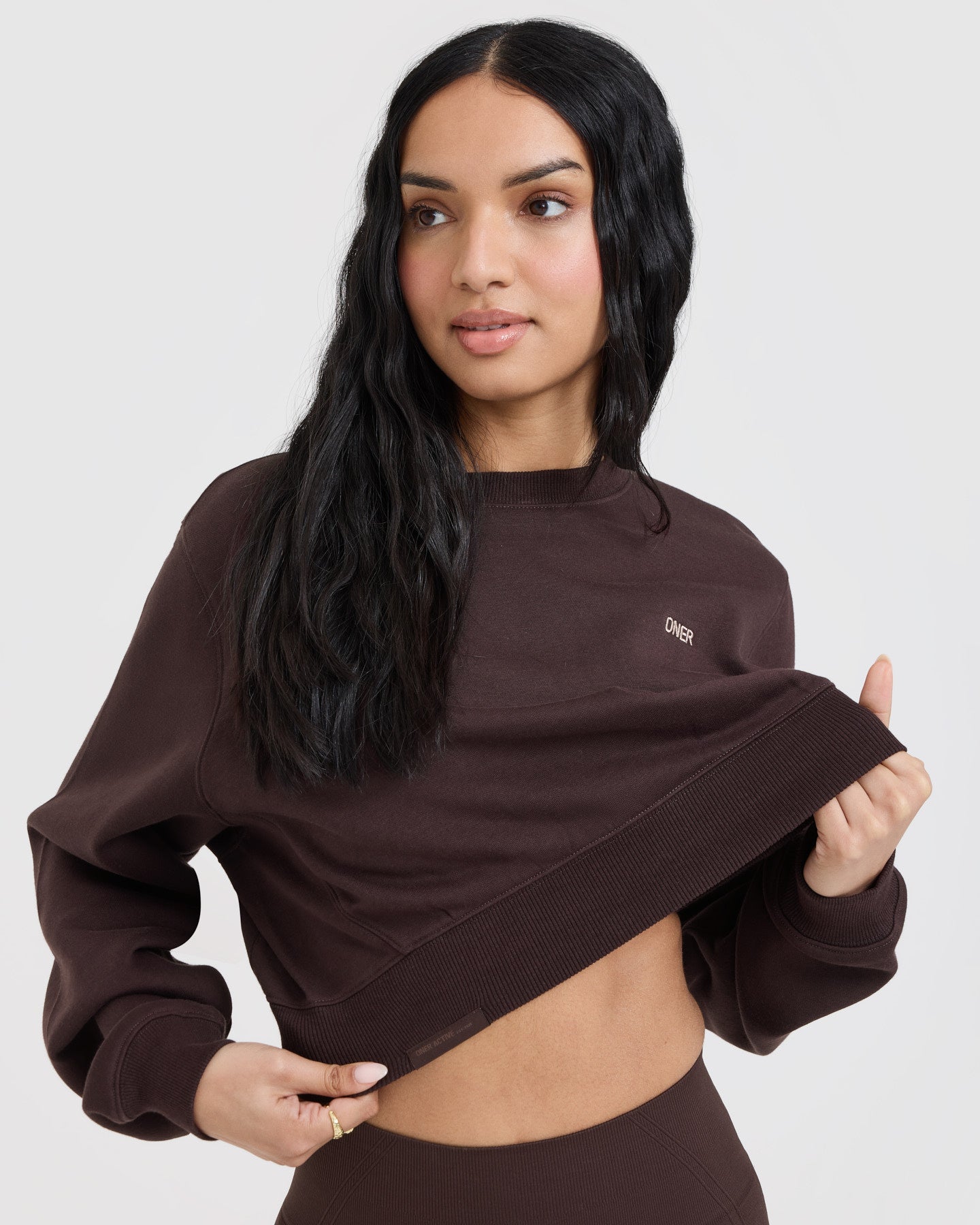 Foundations Crop Sweatshirt | Plum Brown - Image 4