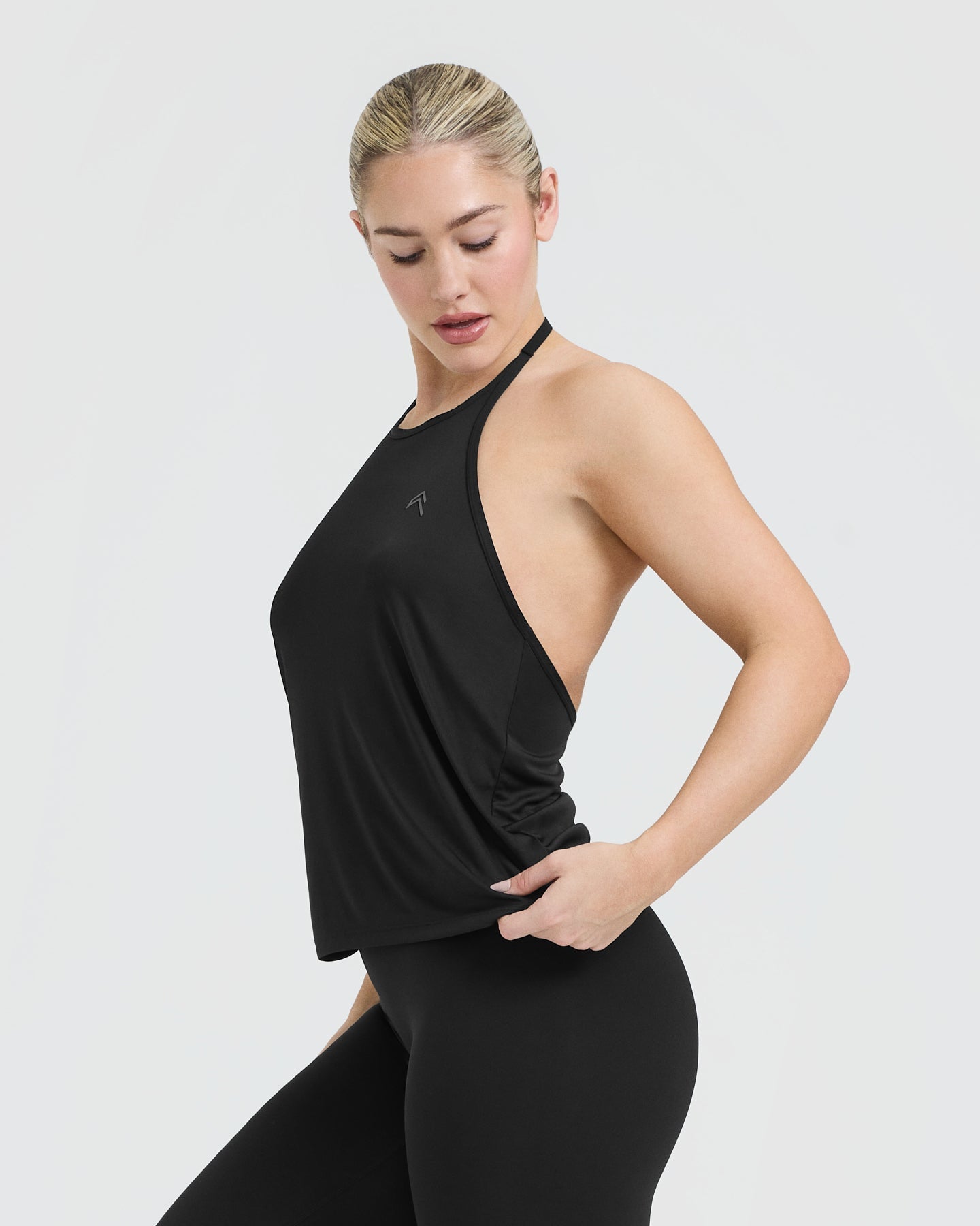 Go To High Neck Loose Crop Vest | Black - Image 3