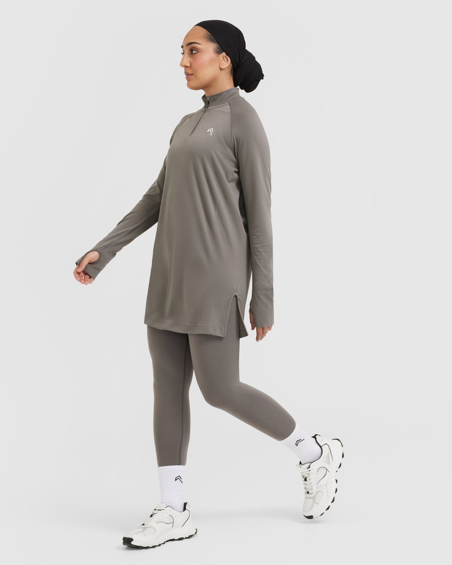 Go To Seamless Loose Long Sleeve Longline Top | Ash Grey - Image 3