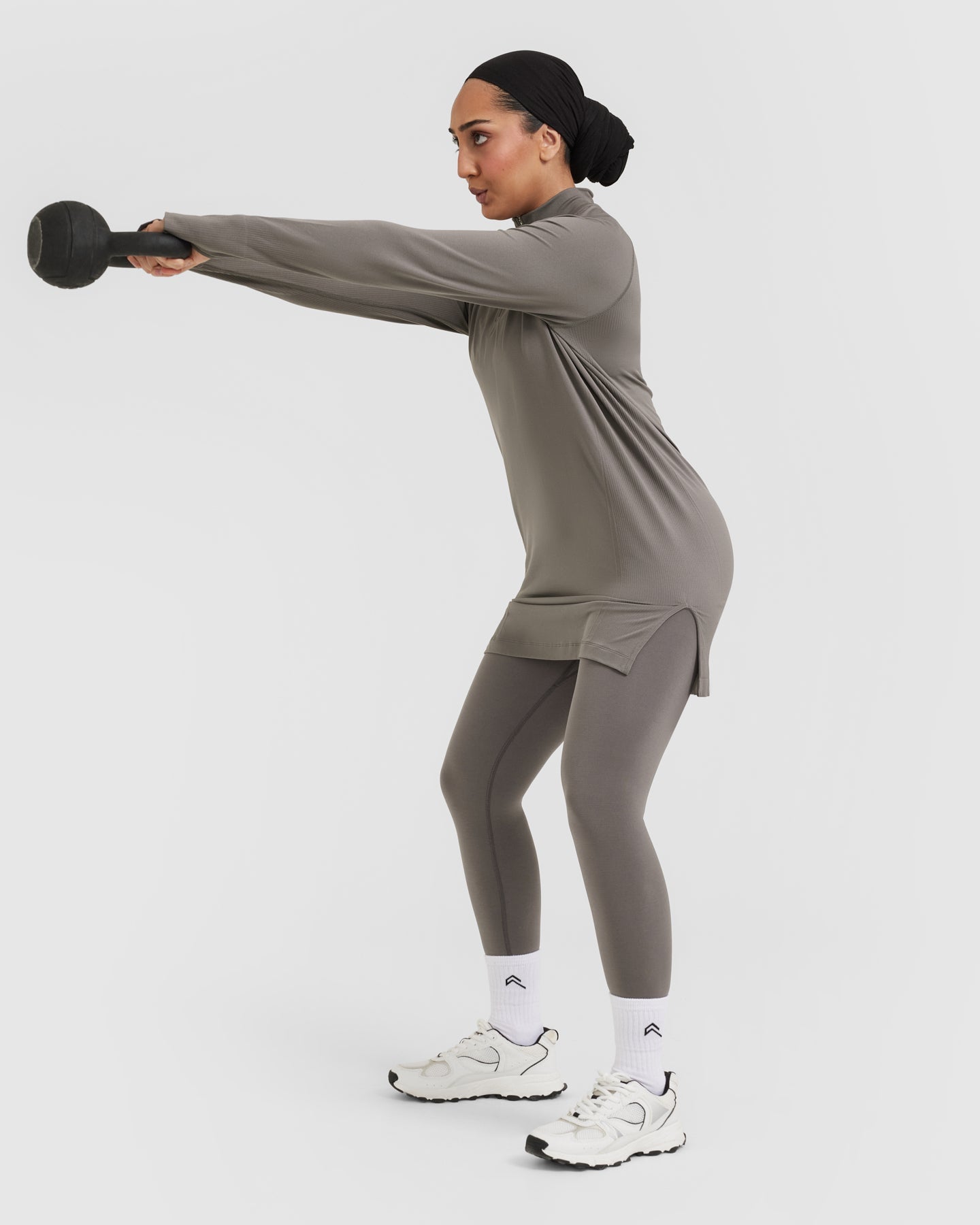 Go To Seamless Loose Long Sleeve Longline Top | Ash Grey - Image 6