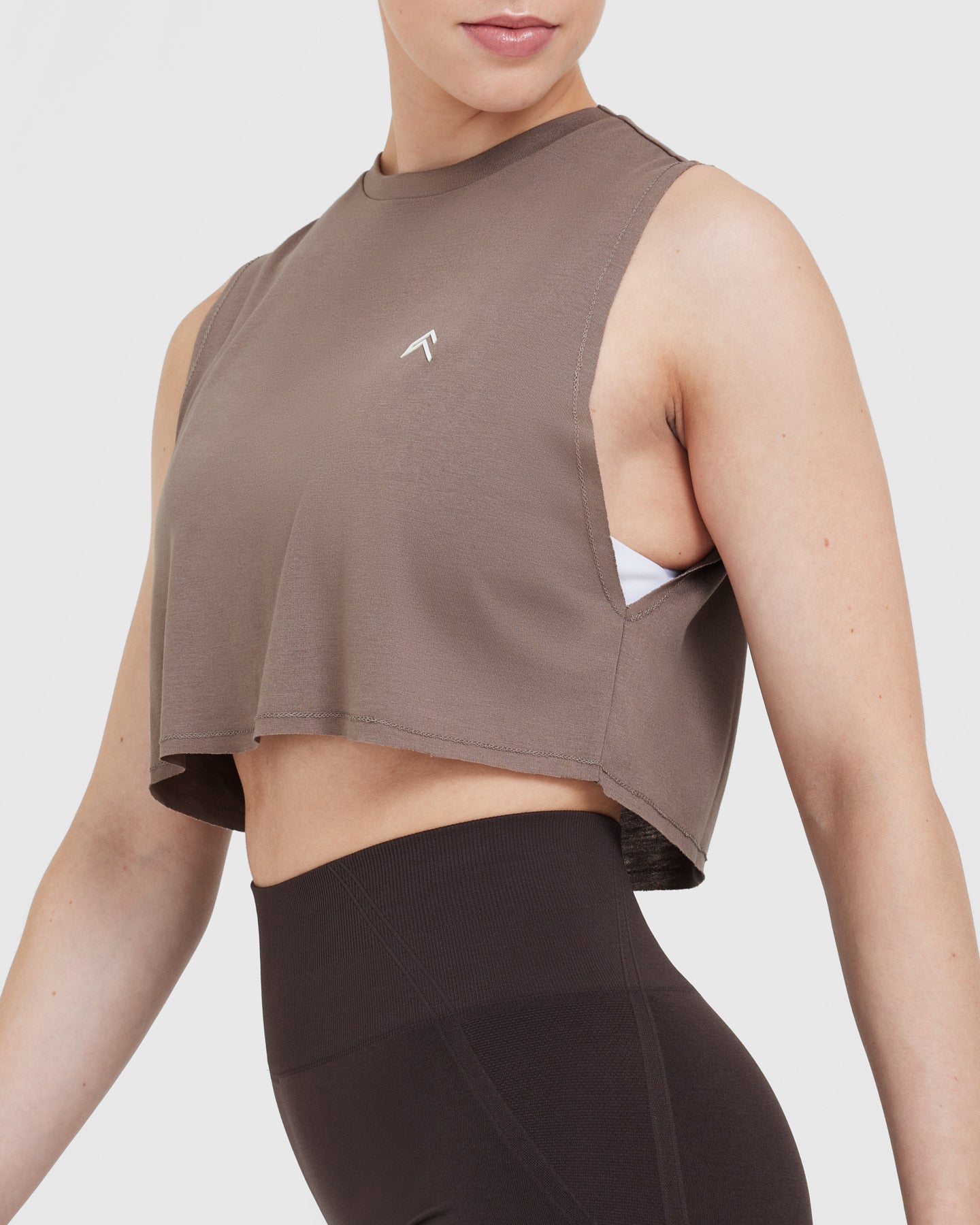 Go To Muscle Crop Vest | Cool Brown - Image 4