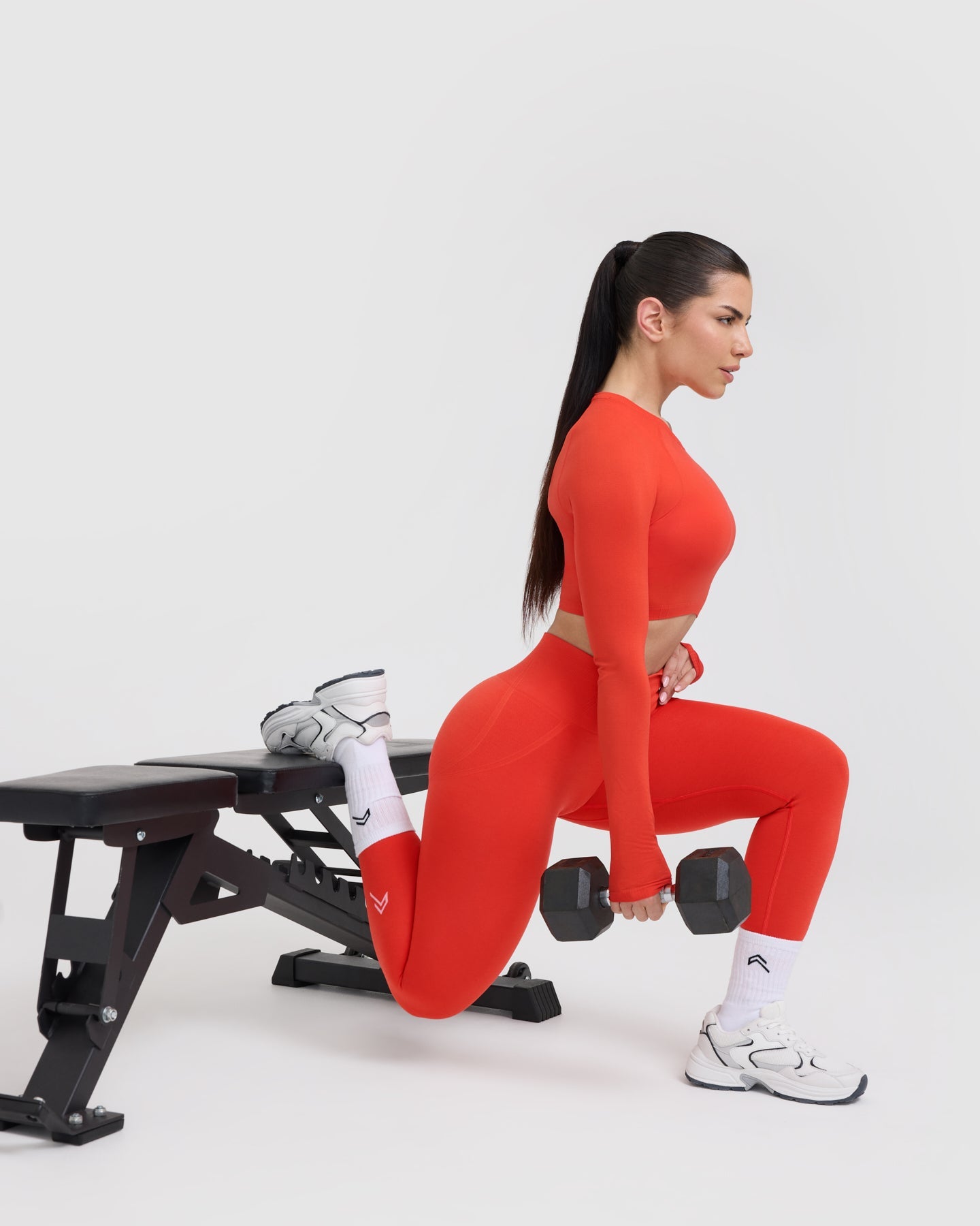 Go To Seamless Fitted Crop Long Sleeve Top | Charged Orange - Image 5