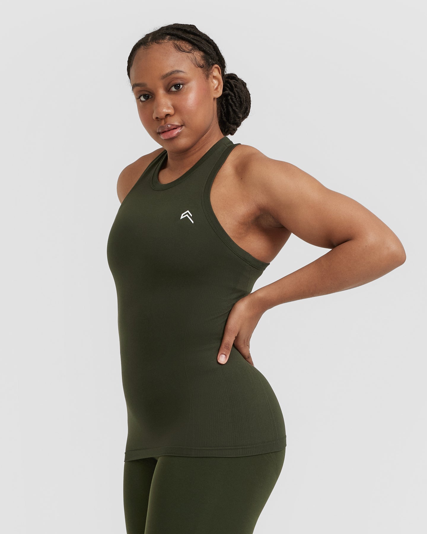Go To Seamless Fitted High Neck Vest | Khaki - Image 3