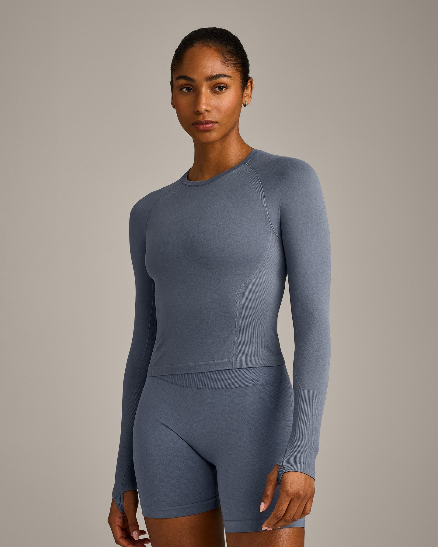 Oner Seamless Fitted Long Sleeve Top | Dark Granite Blue