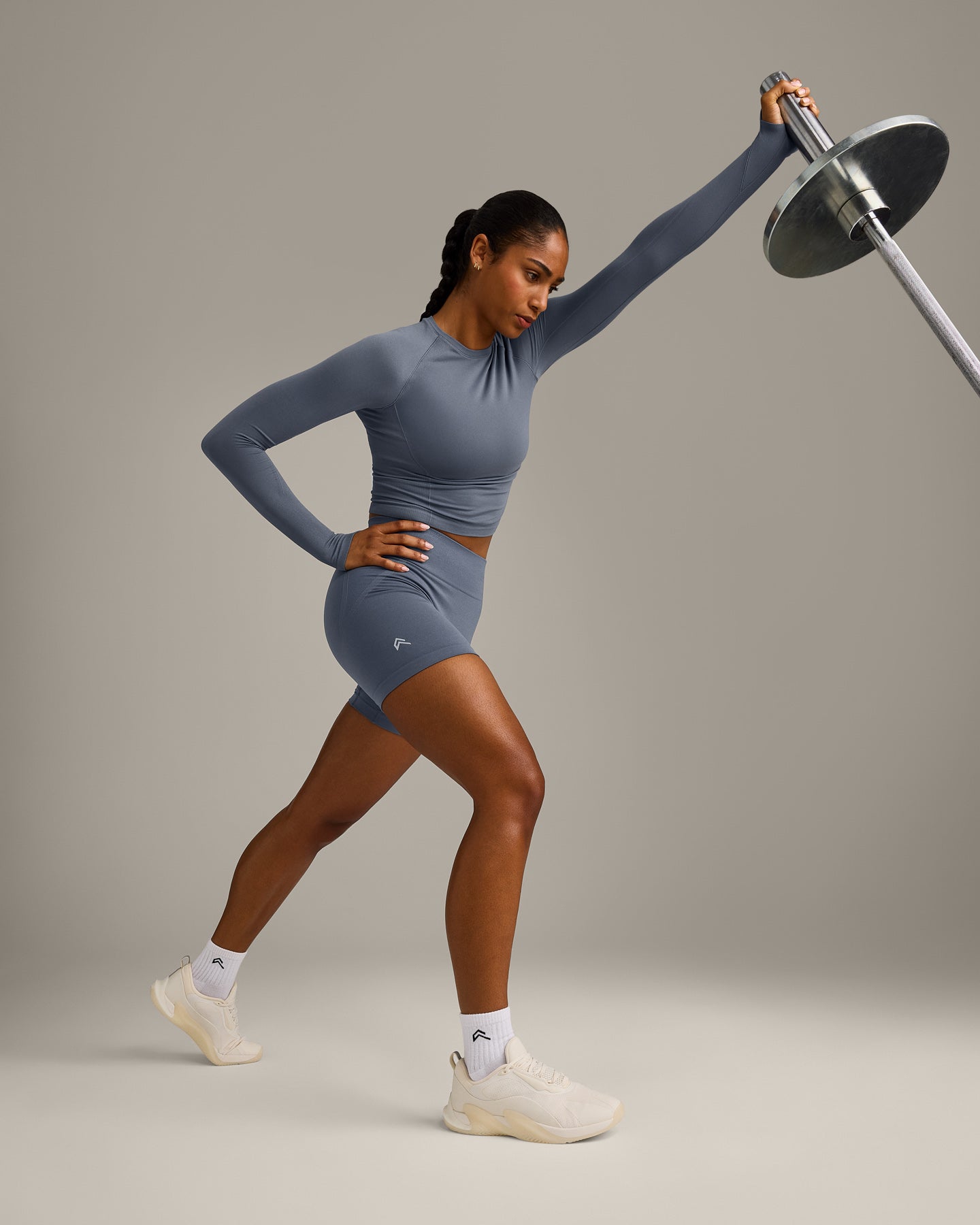 Oner Seamless Fitted Long Sleeve Top | Dark Granite Blue - Image 3