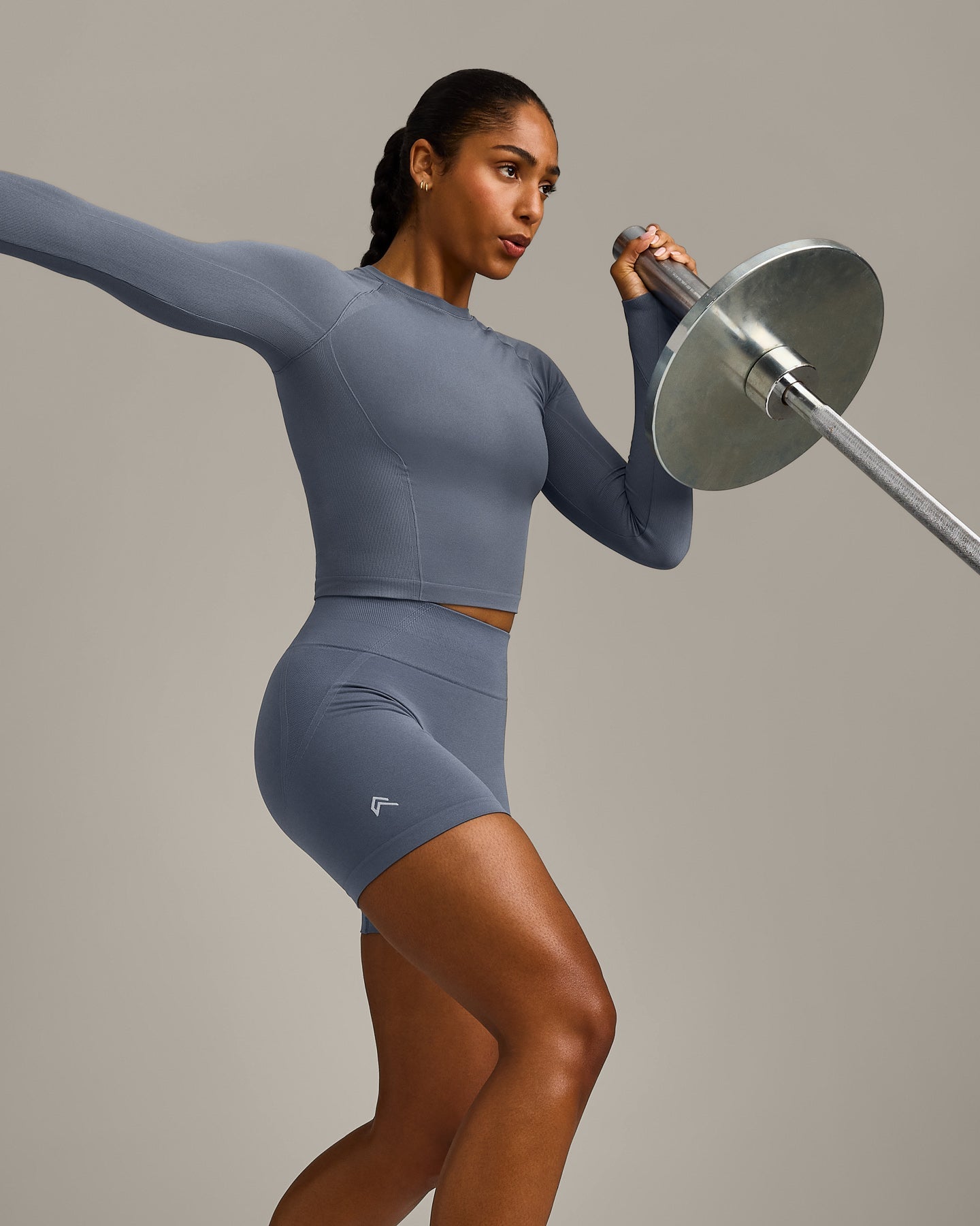 Oner Seamless Fitted Long Sleeve Top | Dark Granite Blue - Image 5
