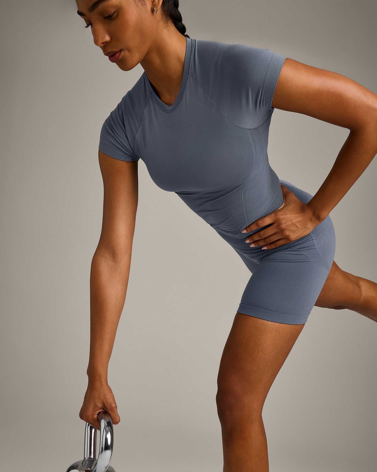 Oner Seamless Fitted Top | Dark Granite Blue - Image 6