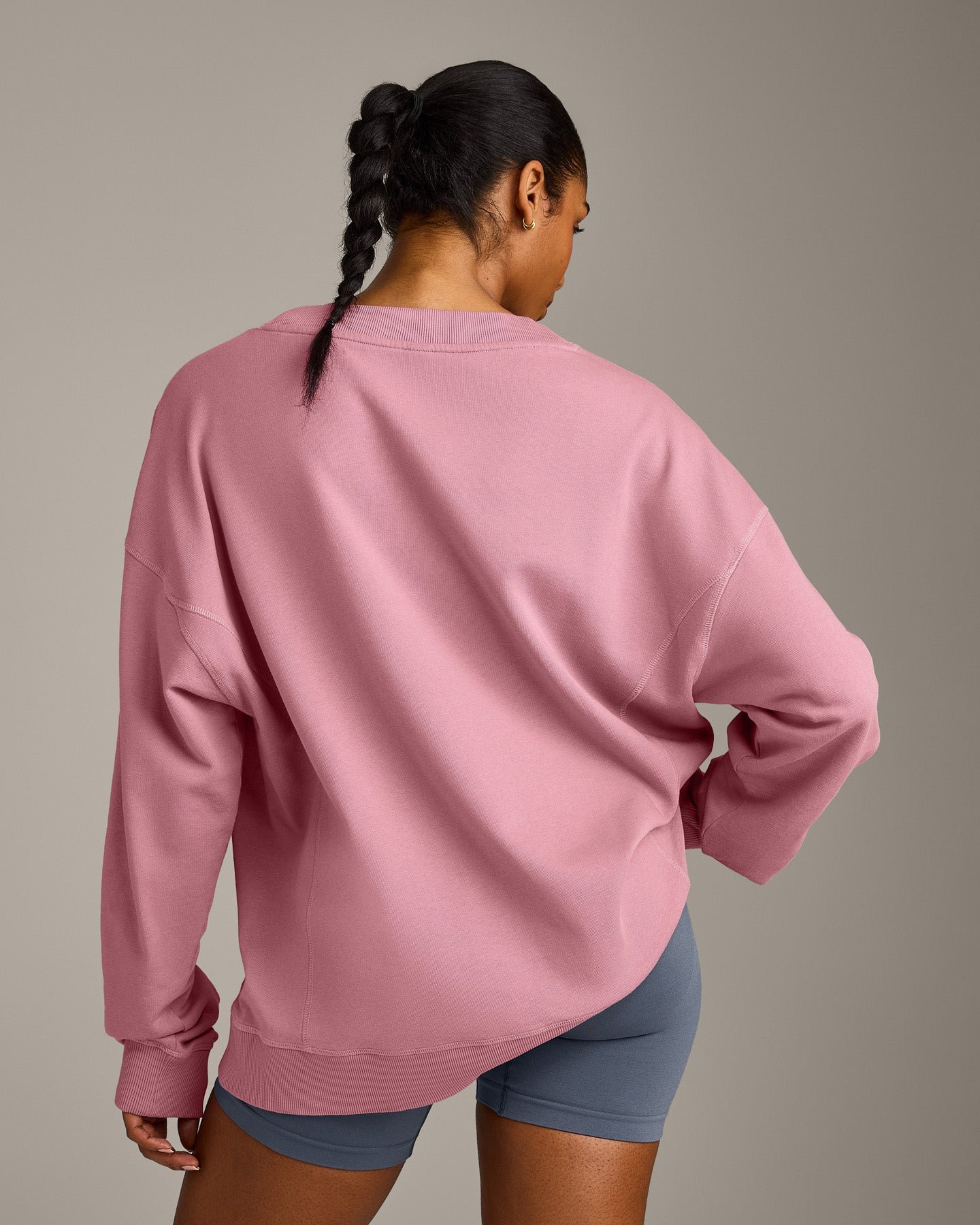 Cotton Vintage Lounge V Neck Sweatshirt | Orchid Haze - Image 4