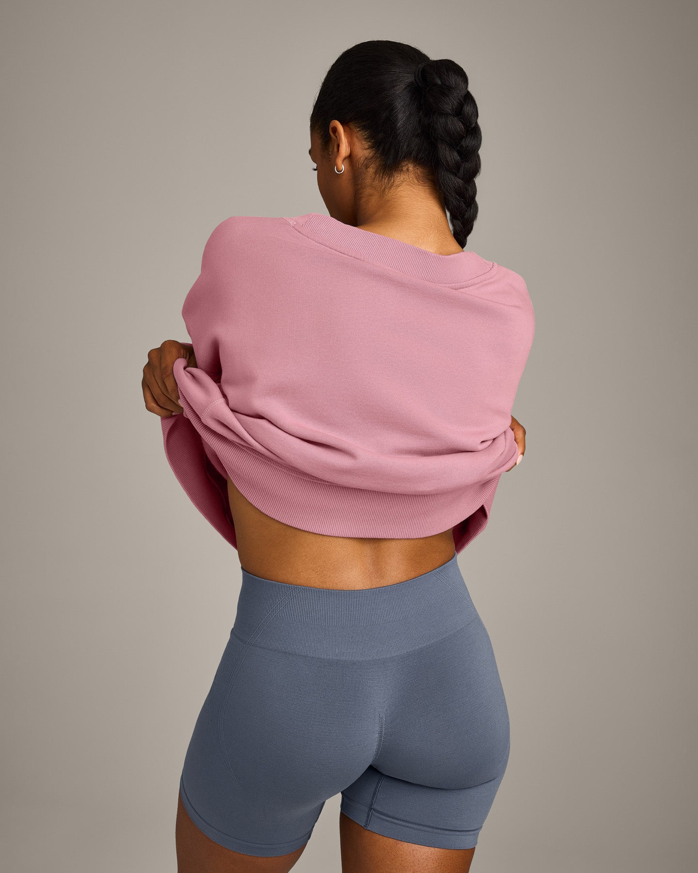 Cotton Vintage Lounge V Neck Sweatshirt | Orchid Haze - Image 6