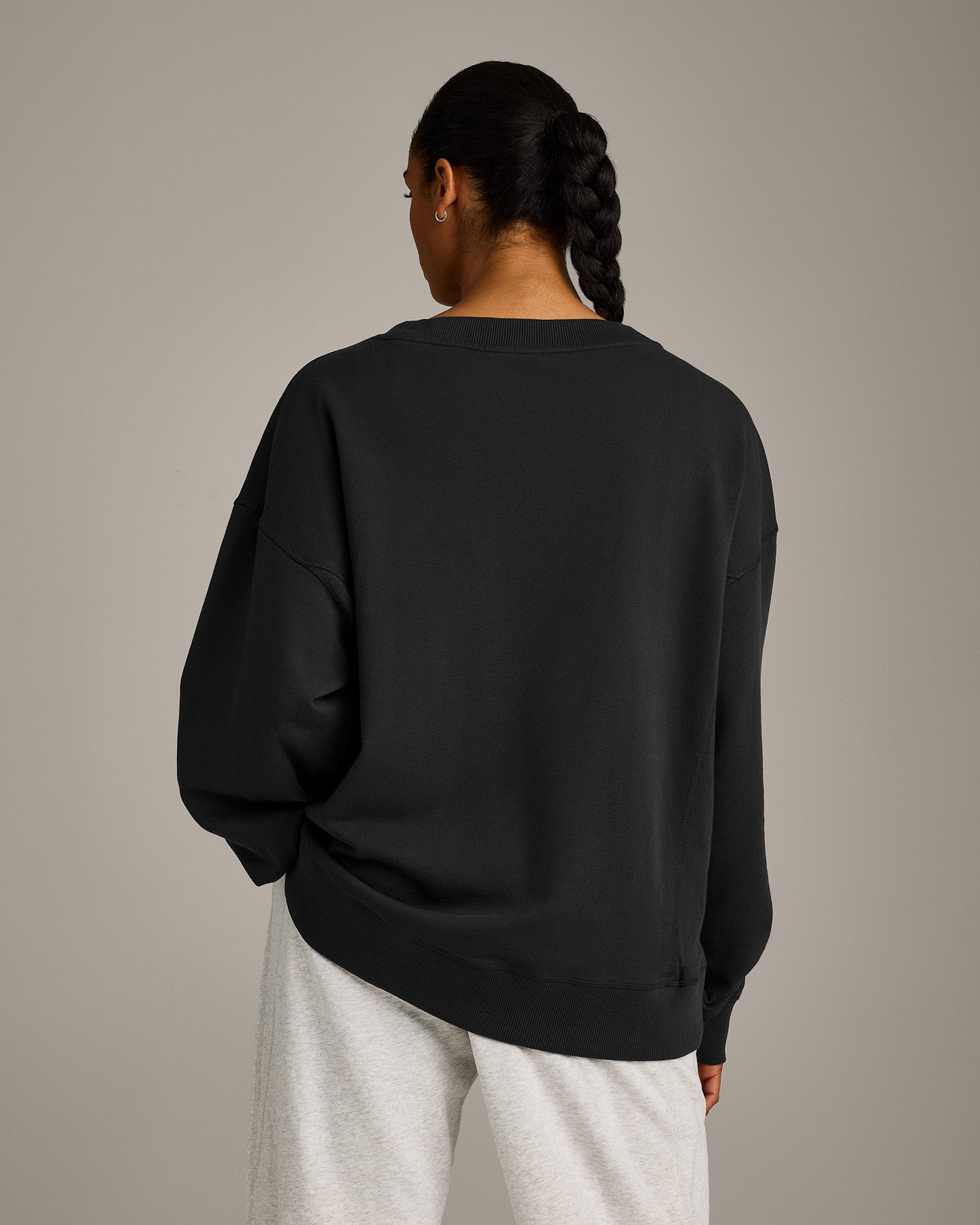 Alternative view of Cotton Vintage Lounge V Neck Sweatshirt | Washed Black
