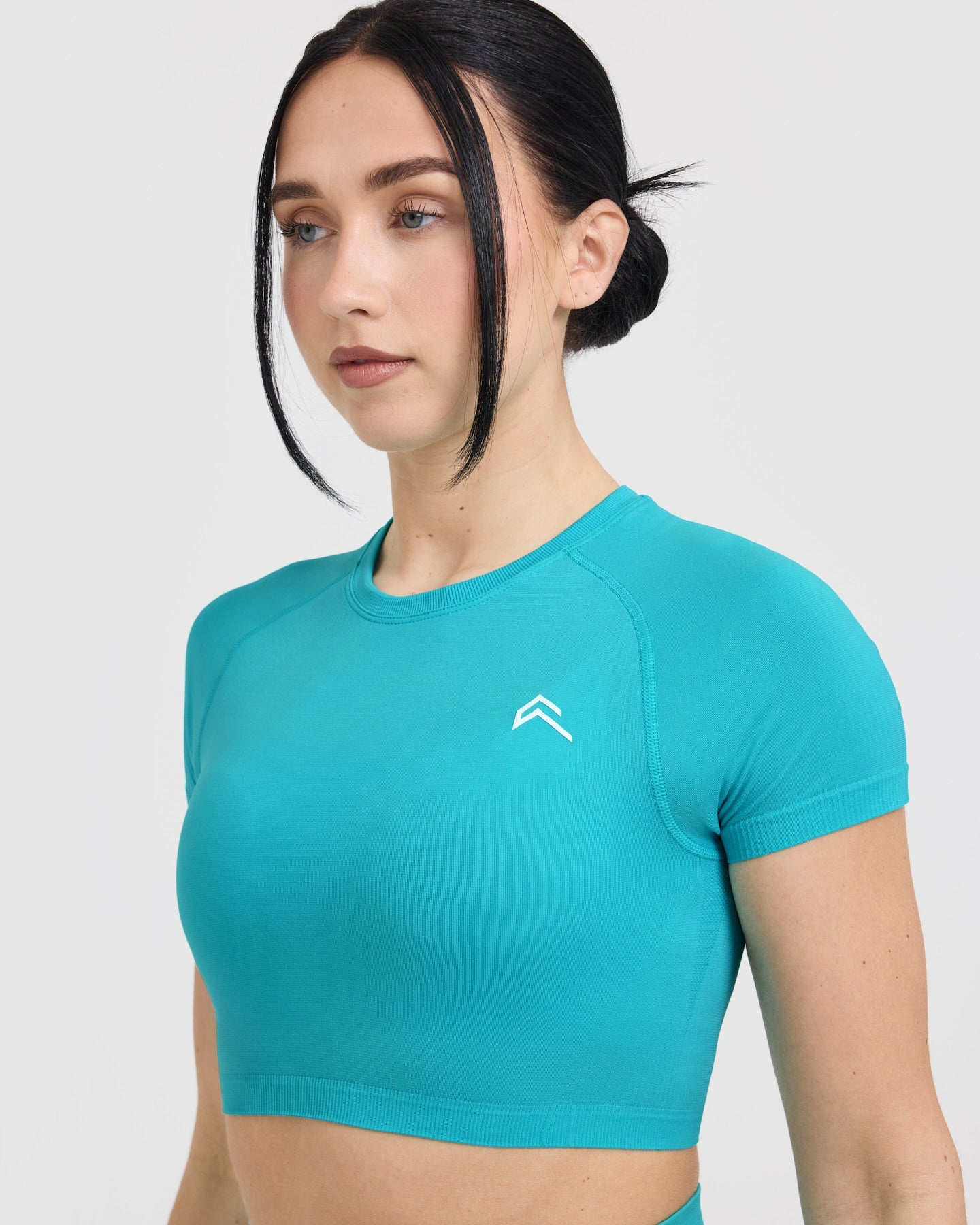 Go To Seamless Fitted Crop Top | Aqua Blue - Image 5