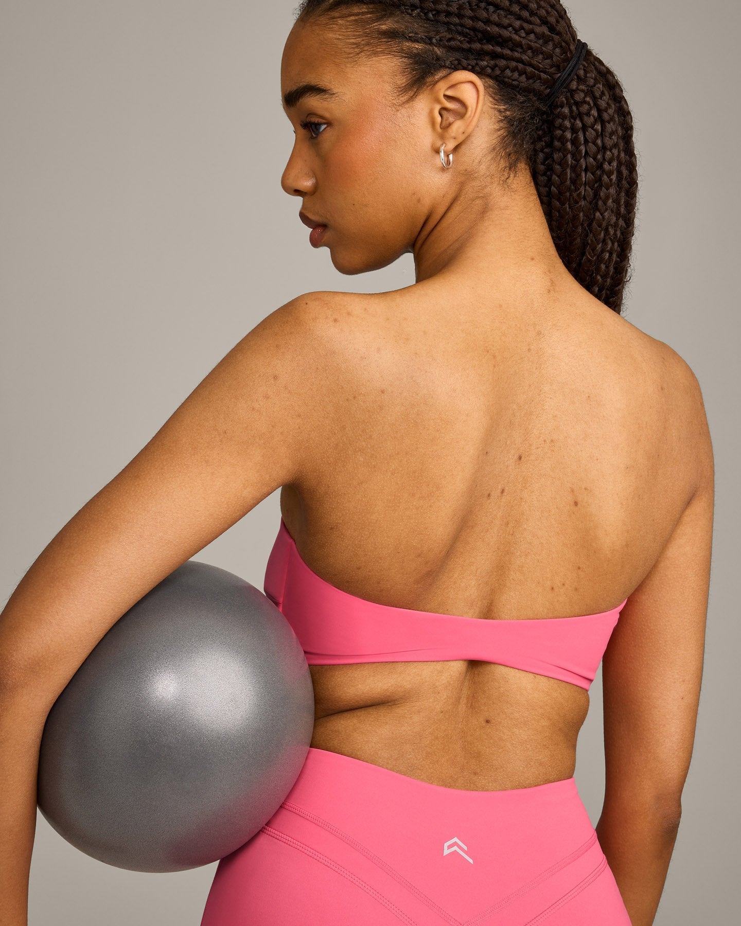 UnifiedMove Micro Bandeau Bralette with Reflective Logo | Hot Girl Pink - Image 5