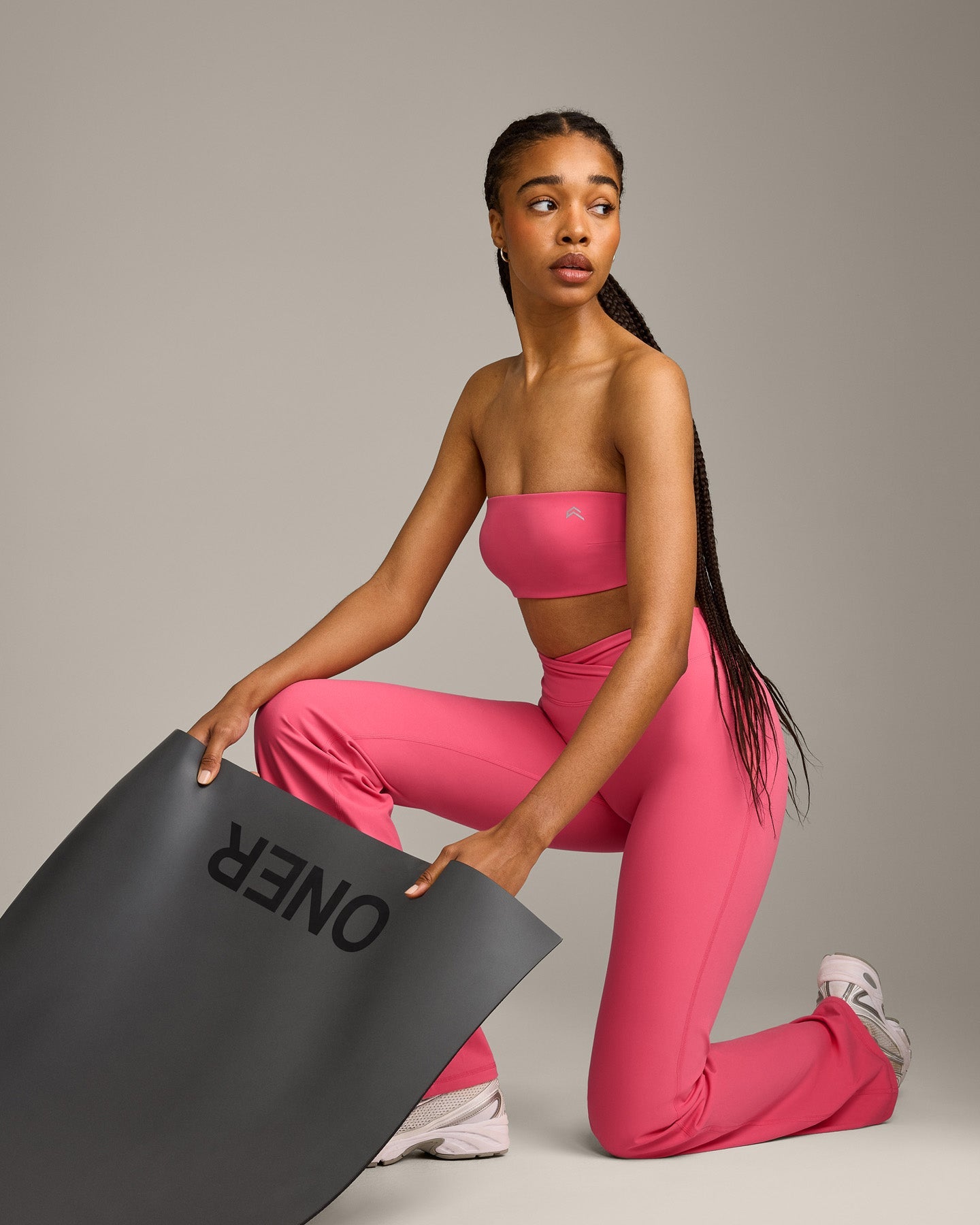 UnifiedMove Micro Bandeau Bralette with Reflective Logo | Hot Girl Pink - Image 4