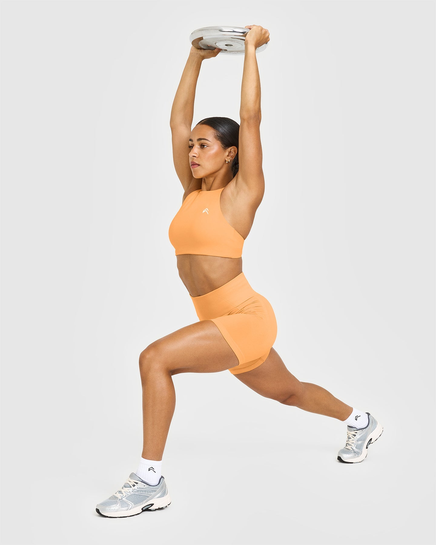 EffortlessLift Seamless Shorts with White Logo | Powdered Orange - Image 3